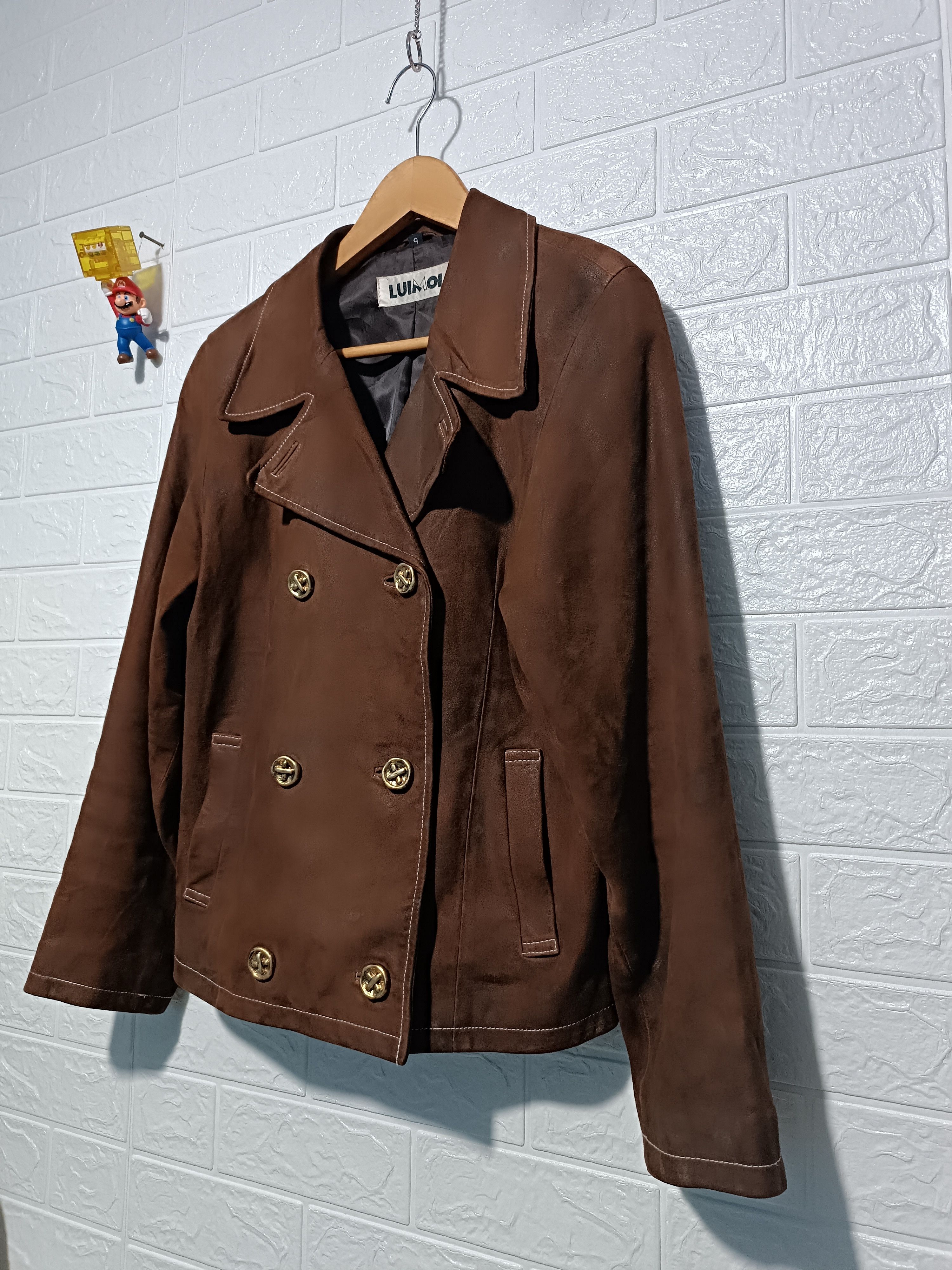 Japanese Brand Vintage Brown Sheepskin Leather Pea Coat Size M / US 6-8 / IT 42-44 - 5 Thumbnail