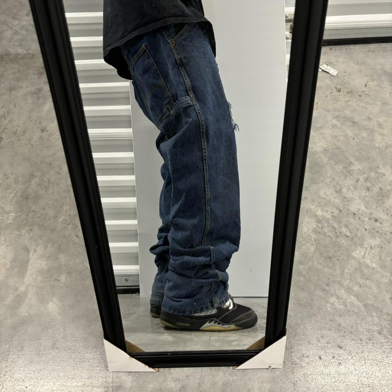 Japanese Brand × Vintage Crazy Vintage Y2K/2000s Baggy Dark Wash Carpenter Skater Denim Jeans! Size US 36 / EU 52 - 2 Thumbnail