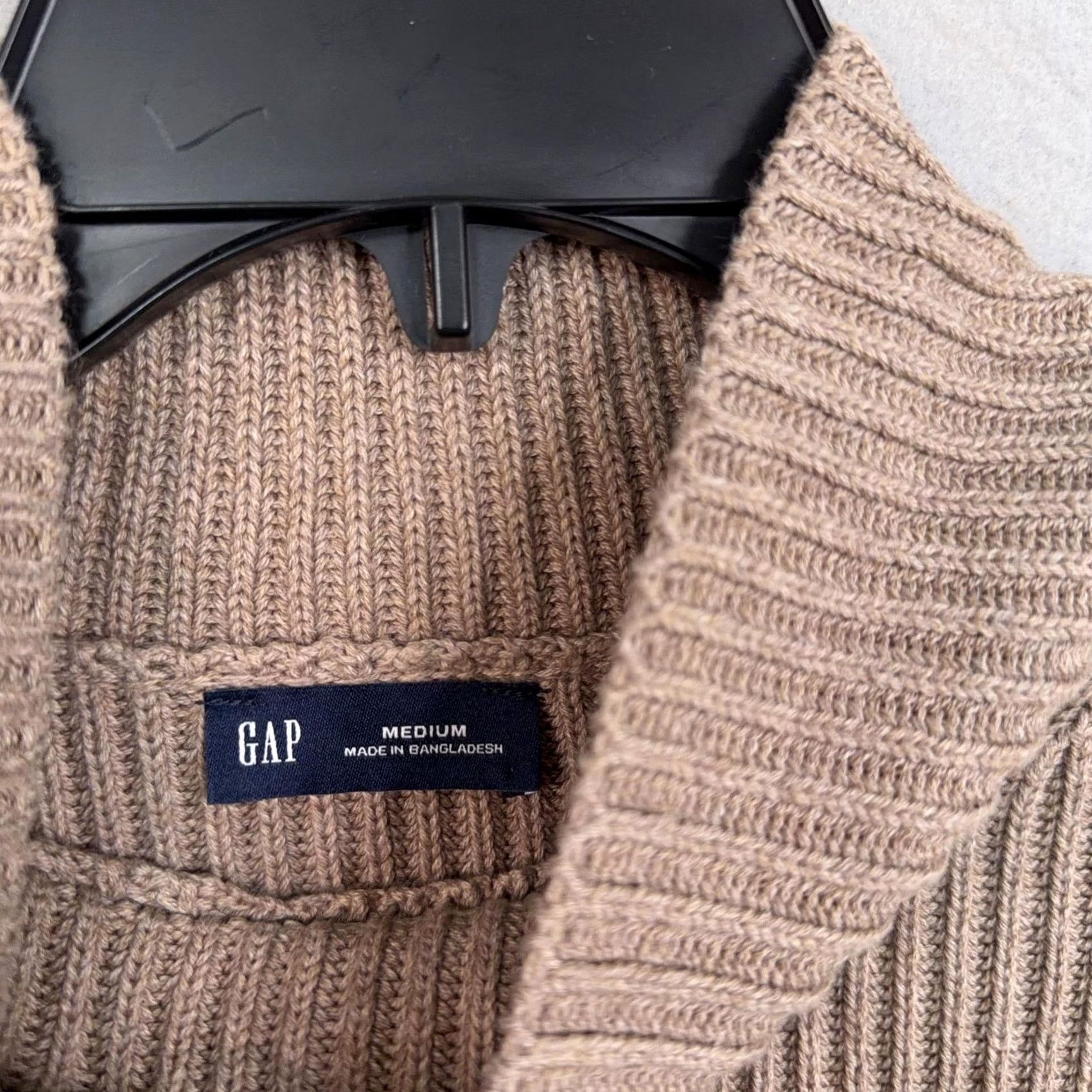 Gap Gap Sweater Womens Medium Beige Mock Neck Chunky Knit Pullover Shirt/Top (M) Ladies Casual Knit Ribbed Long Sleeve Regular Fit Beige Size M / US 6-8 / IT 42-44 - 3 Thumbnail