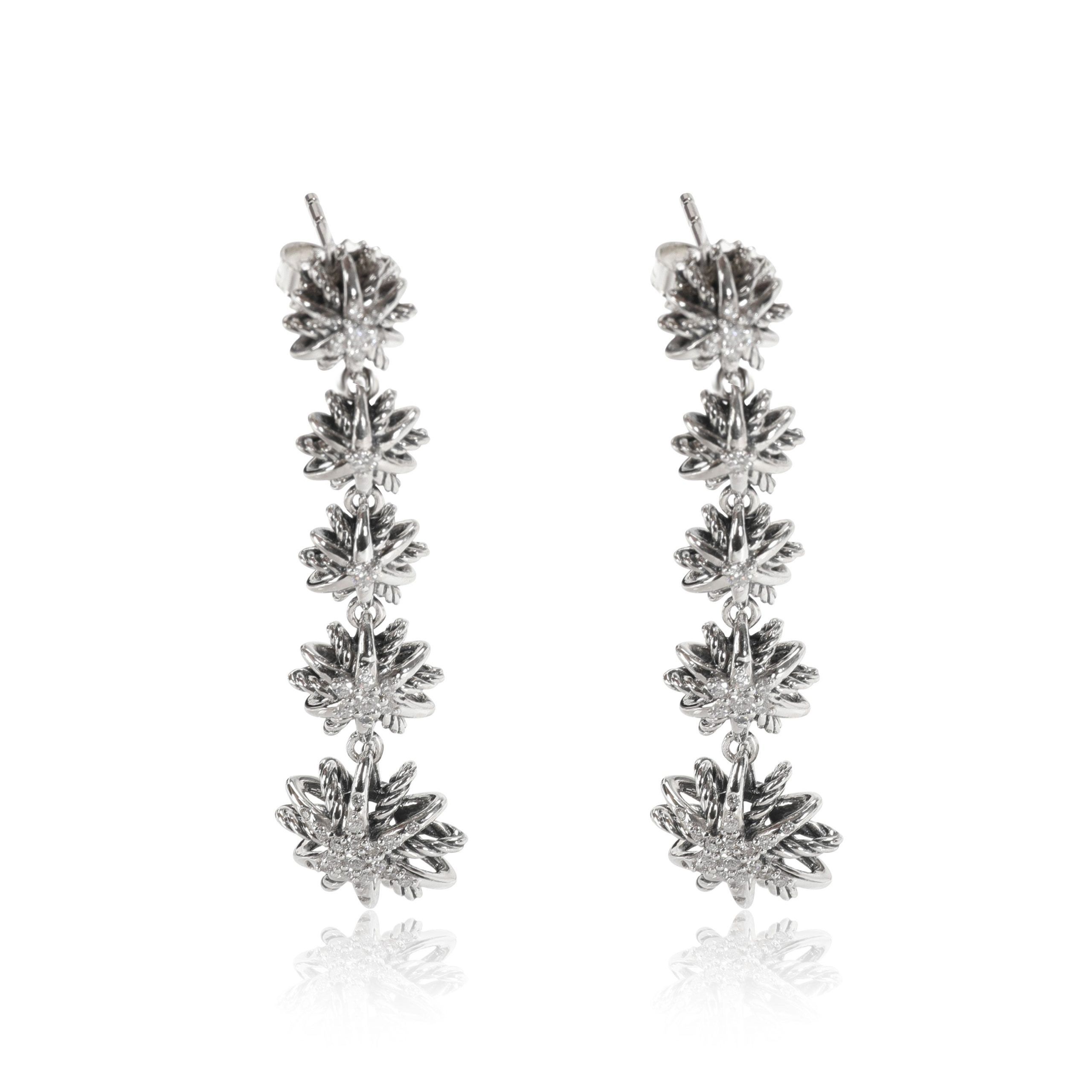 image of David Yurman Starburst Drop Earrings In Sterling Silver 0.34 Ctw, Women's
