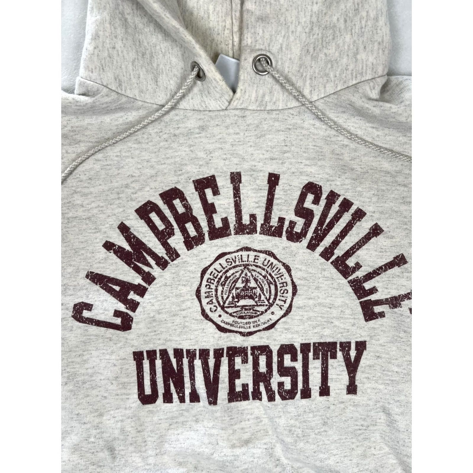 Champion VINTAGE Campbellsville University Hoodie Mens M Gray Fleece Sweatshirt Size US M / EU 48-50 / 2 - 2 Thumbnail