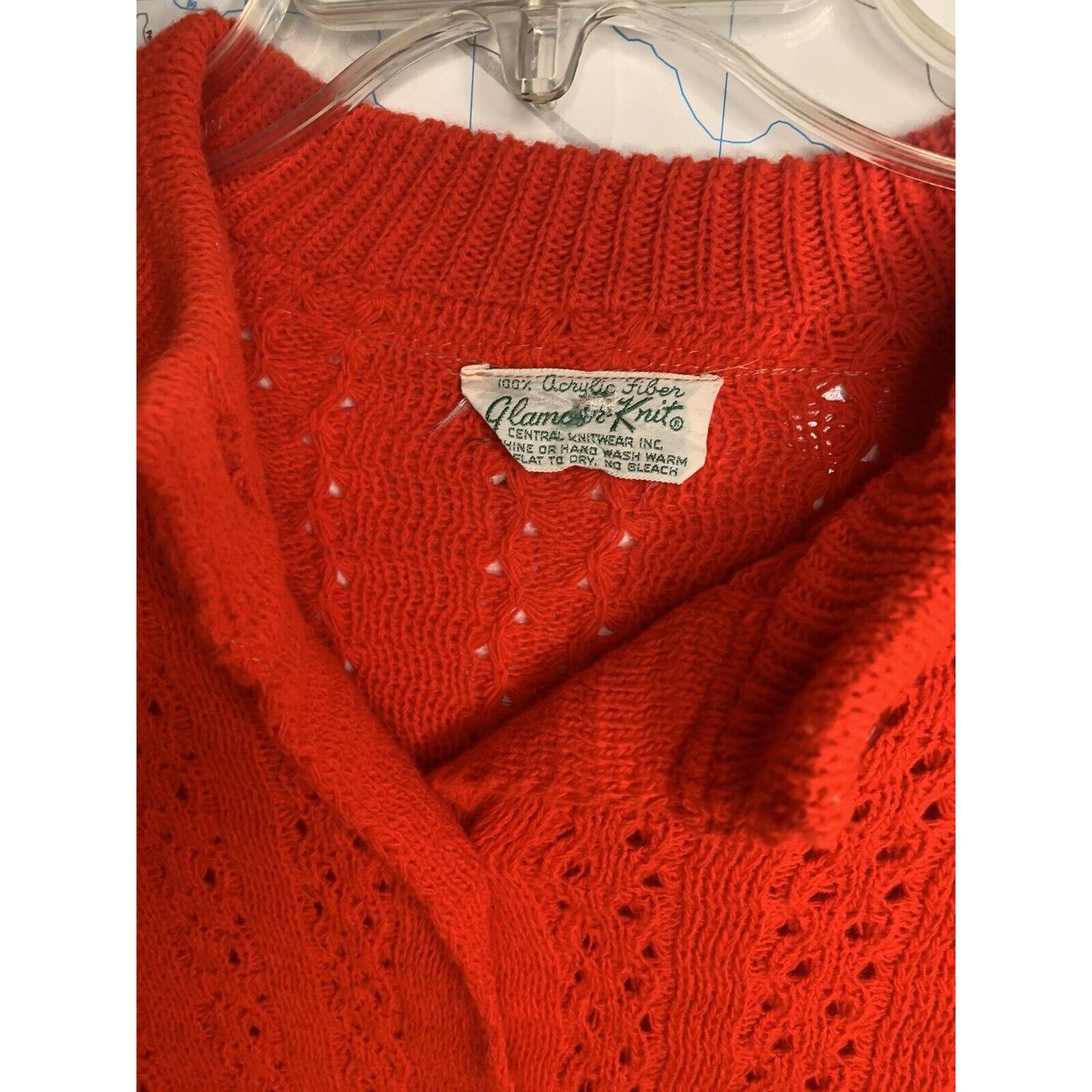 Vintage Vintage Glamour Knit Poncho Ladies Red Cape One Size Size ONE SIZE - 4 Thumbnail