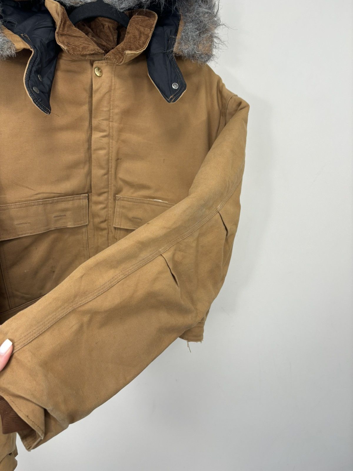 Carhartt Vintage 90s Carhartt USA Workwear Hooded Boxy Cropped Jacket Size US L / EU 52-54 / 3 - 13 Thumbnail