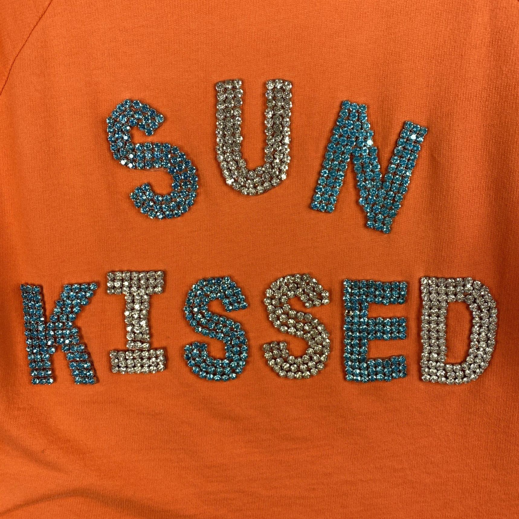 Vintage VINTAGE Judith March Sweatshirt Womens L Orange "Sun Kissed" Sequin Bling Oversized Crop Size L / US 10 / IT 46 - 2 Thumbnail