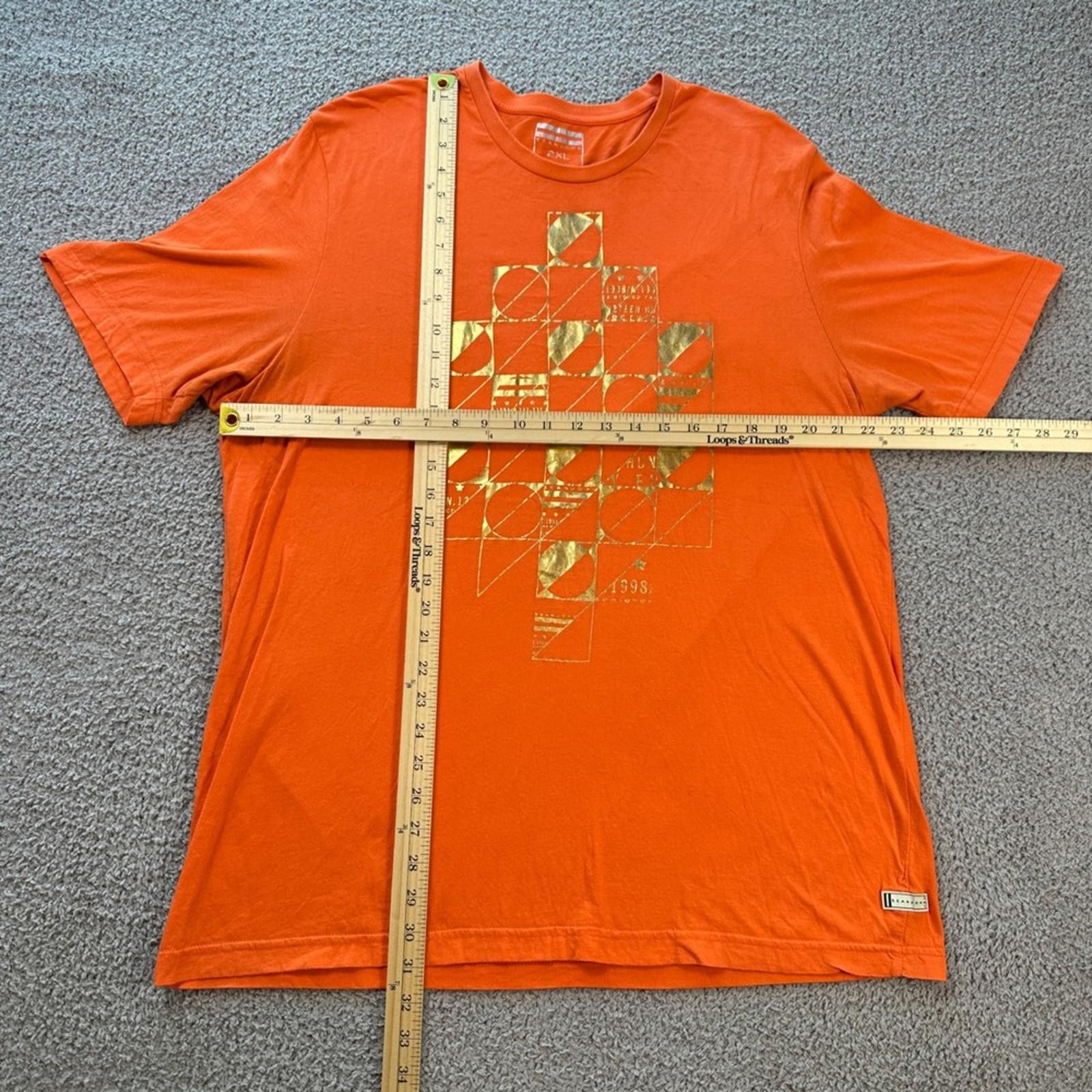 Sean John Sean John Y2K Mens 2XL Orange Gold Foil T-Shirt Short Sleeve Size US XXL / EU 58 / 5 - 2 Thumbnail
