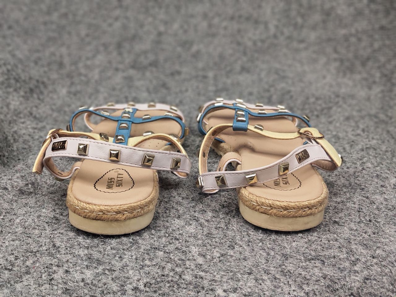 Miss Sixty Miss Sixty Gladiator Sandals Blue Beige Women's Shoes Y2K Size US 7 / IT 37 - 6 Thumbnail