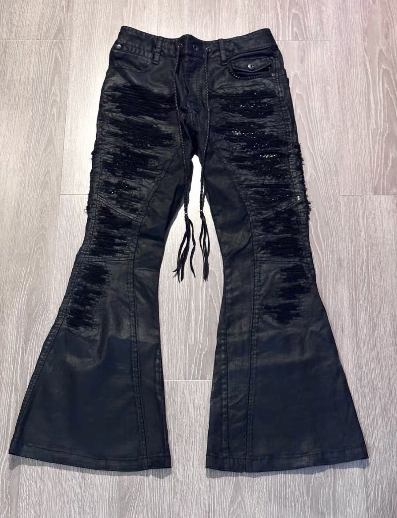 パンツ KMRii studs coating denim KMRii KmRii Studded Crush Denim Pants | Grailed