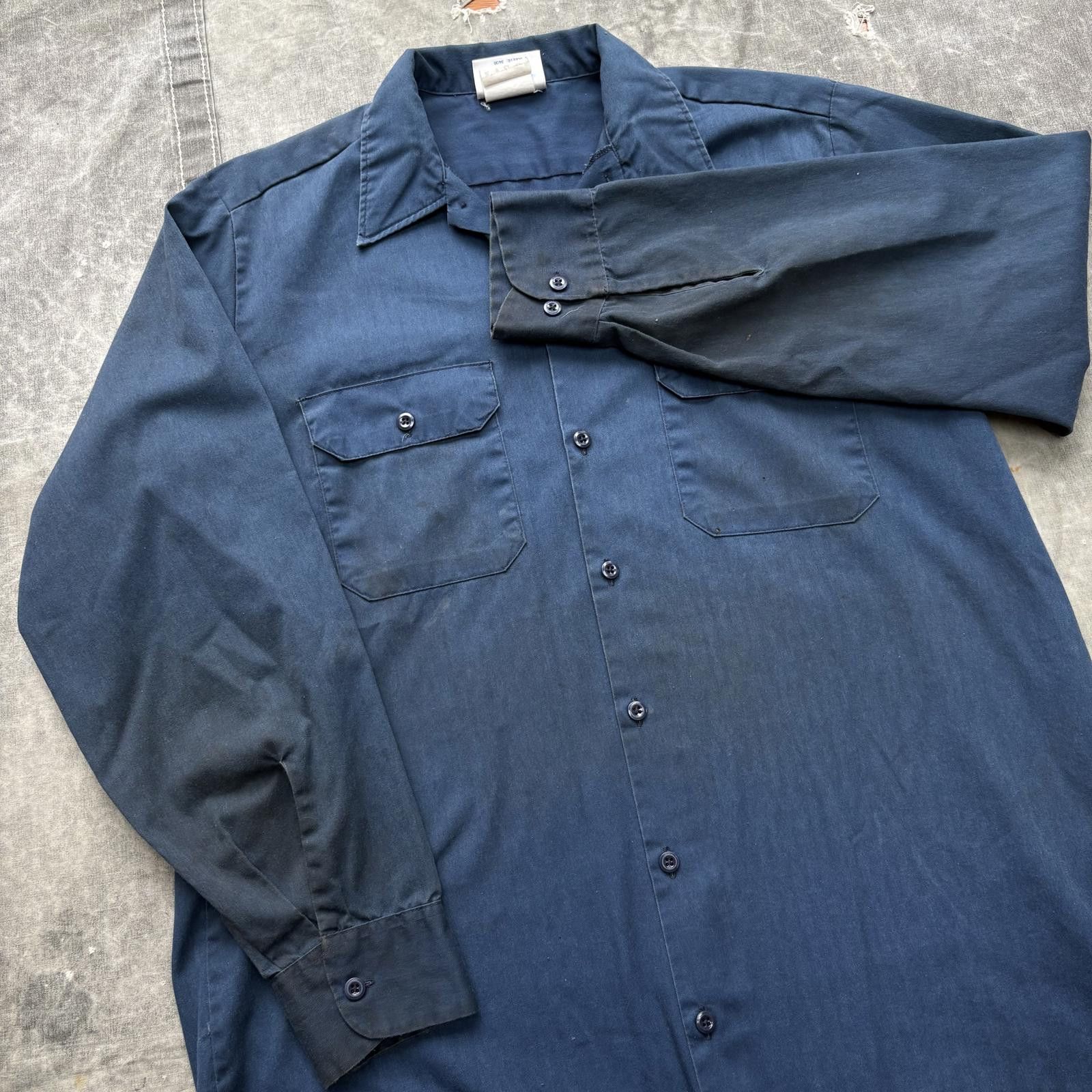 Dickies Vintage Y2K Dickies Distressed Work Mechanic Button Up Shirt Size US XL / EU 56 / 4 - 5 Thumbnail