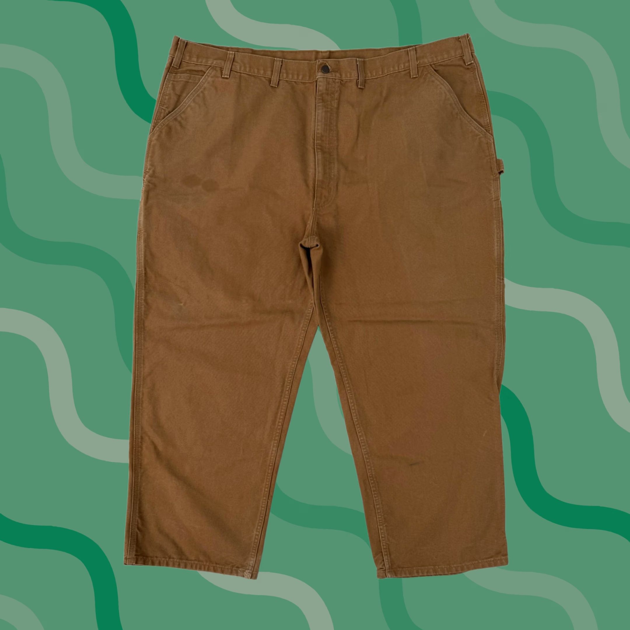 Carhartt VINTAGE Carhartt Jeans Pants Mens 50x30 Brown Canvas Carpenter Work Dungaree BRN Brown Cotton Relaxed Cargo Pocket Straight 50 Mens Size US 34 / EU 50 - 1 Thumbnail