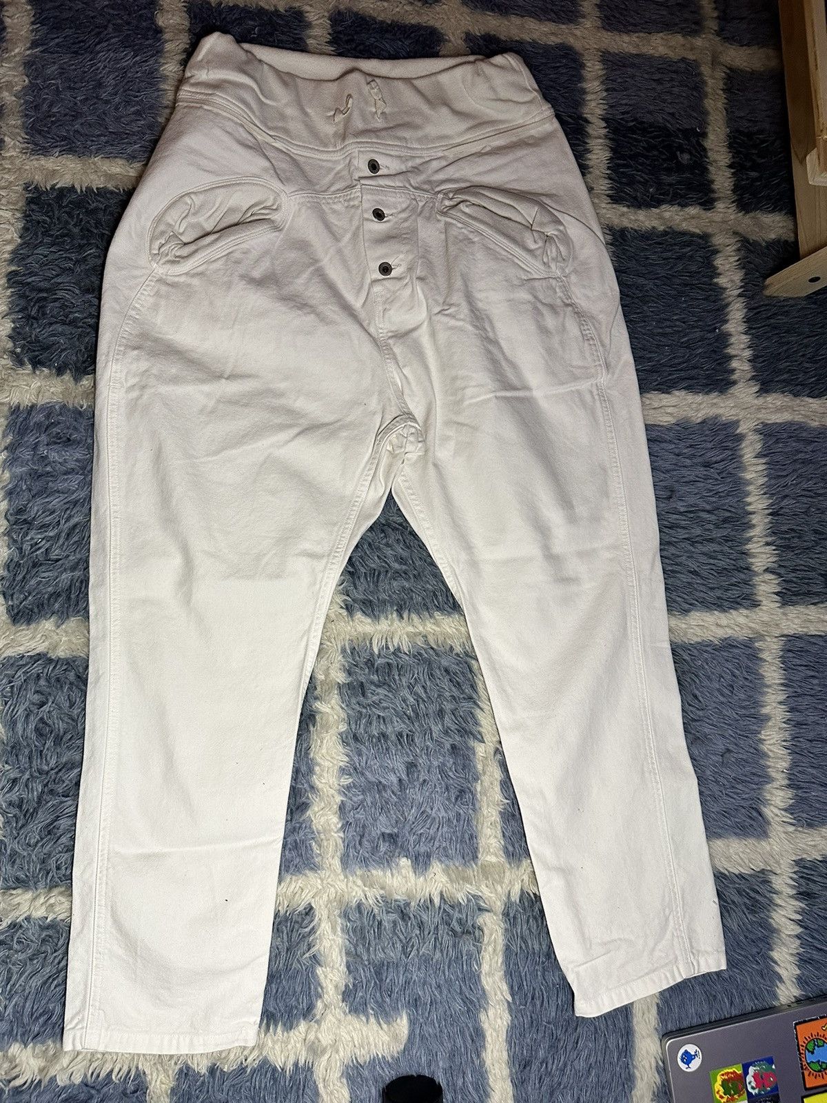 image of Kapital Drop Crouch in White, Men's (Size 32)