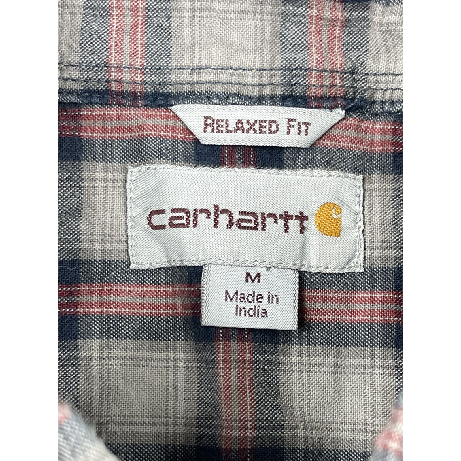 Carhartt Carhartt Shirt Mens Button-Up Long Sleeve Plaid Casual Work Gray Blue Red Multicolor Cotton Woven Regular Size M Size US M / EU 48-50 / 2 - 3 Thumbnail