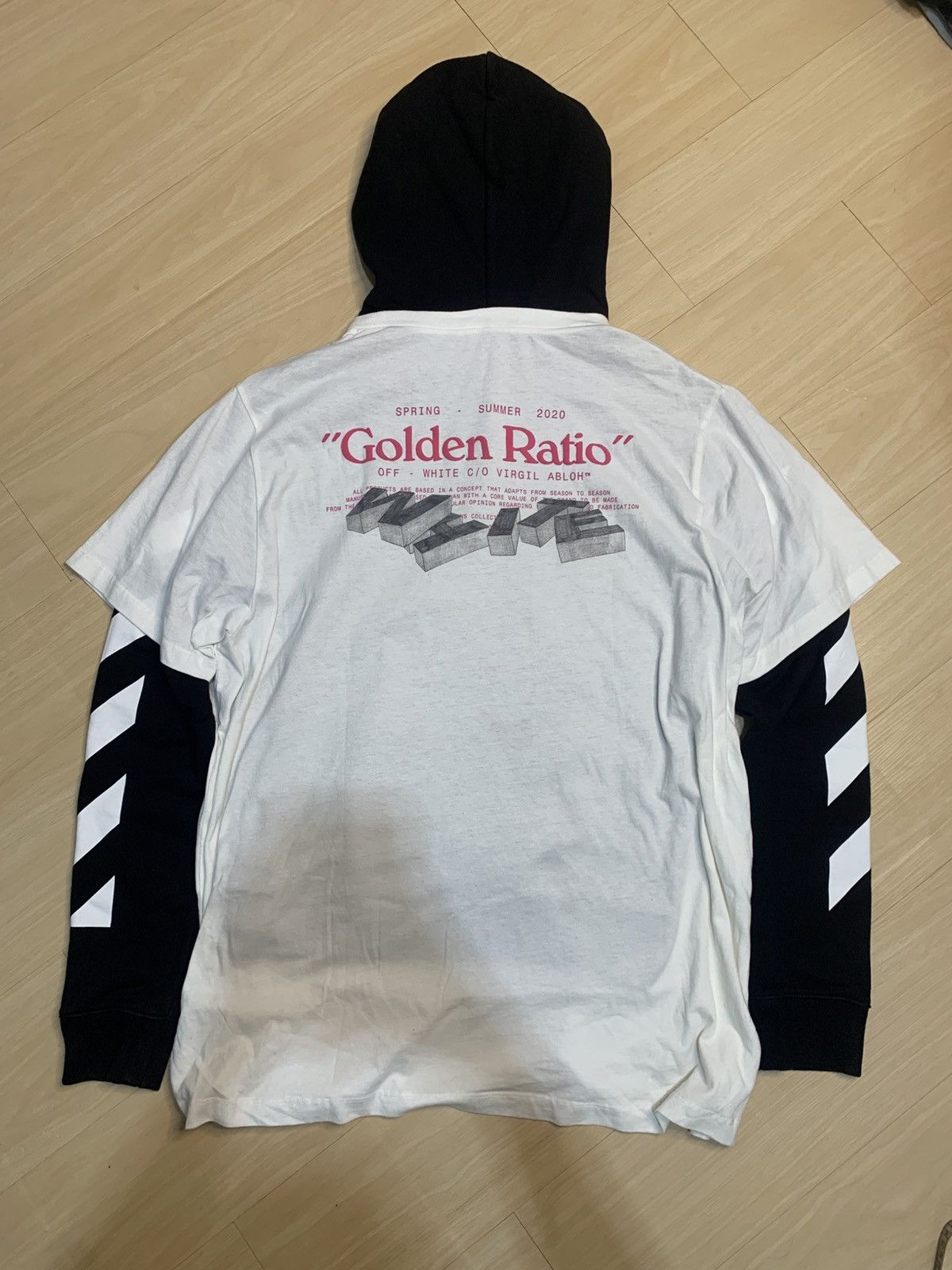 Off-White Off-White Golden Ratio Double Tee Hoodie Size US M / EU 48-50 / 2 - 8 Thumbnail