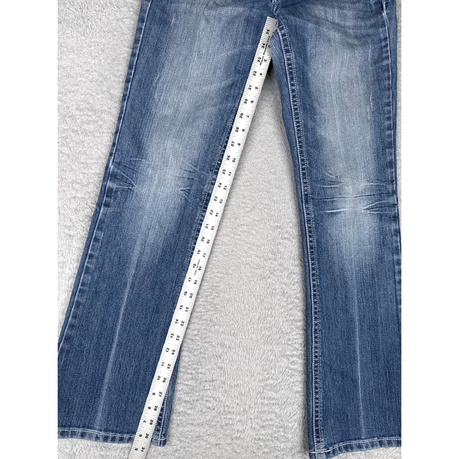 Denime Soundgirl Jeans Bootcut Juniors 9 Blue Med Wash Low Rise Stretch 30x31 Denim Size 30" / US 8 / IT 44 - 7 Thumbnail