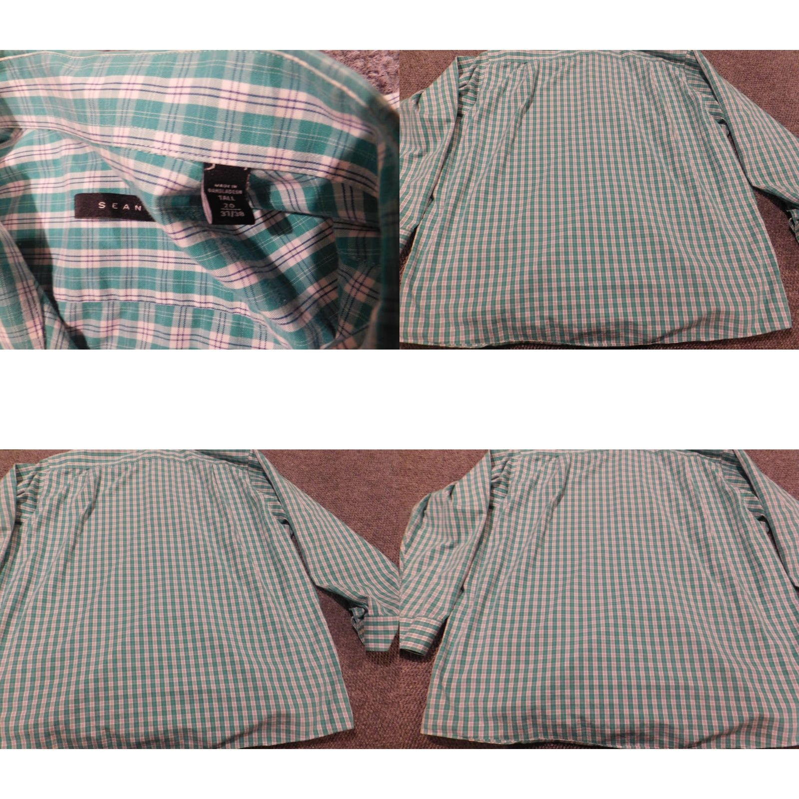 Sean John Sean John Mens Shirt 20 Tall Green Plaid Button-Down Collar Shirt Mens Size US XXL / EU 58 / 5 - 8 Thumbnail