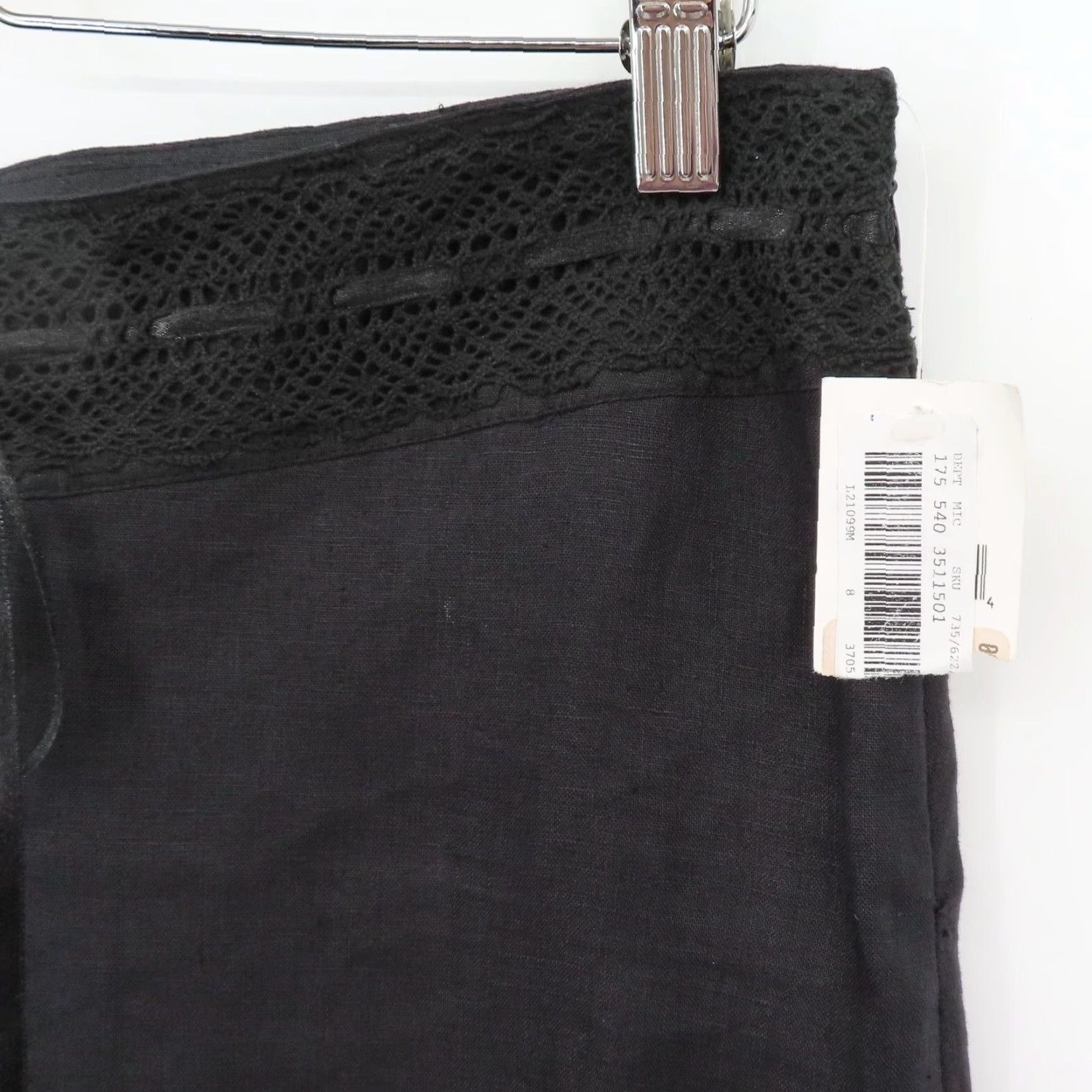 Vintage Edward Womens 8 Black Crocheted Linen Wide Leg Cropped Capri Pants NEW Size 30" / US 8 / IT 44 - 4 Thumbnail