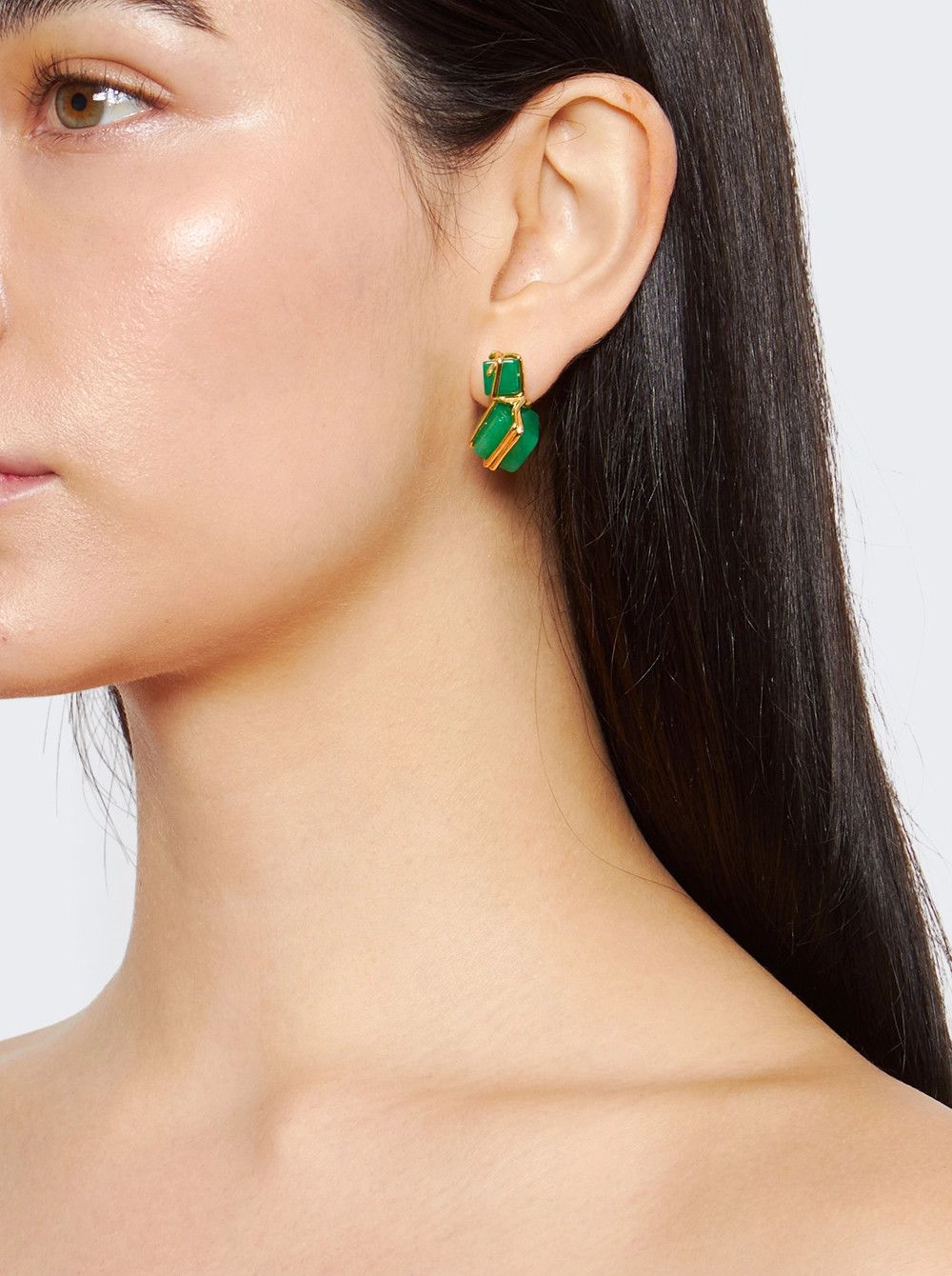 Bottega Veneta BOTTEGA VENETA green & gold Jade stone & silver earrings q Size ONE SIZE - 3 Thumbnail