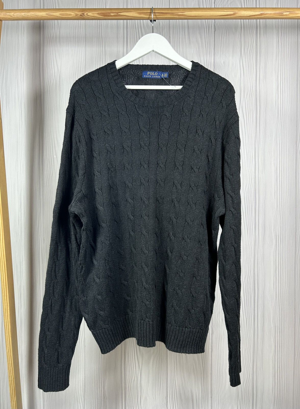 Polo Ralph Lauren Polo Ralph Lauren Total Black Cable Knit Sweater Size XL Size US XL / EU 56 / 4 - 1 Thumbnail