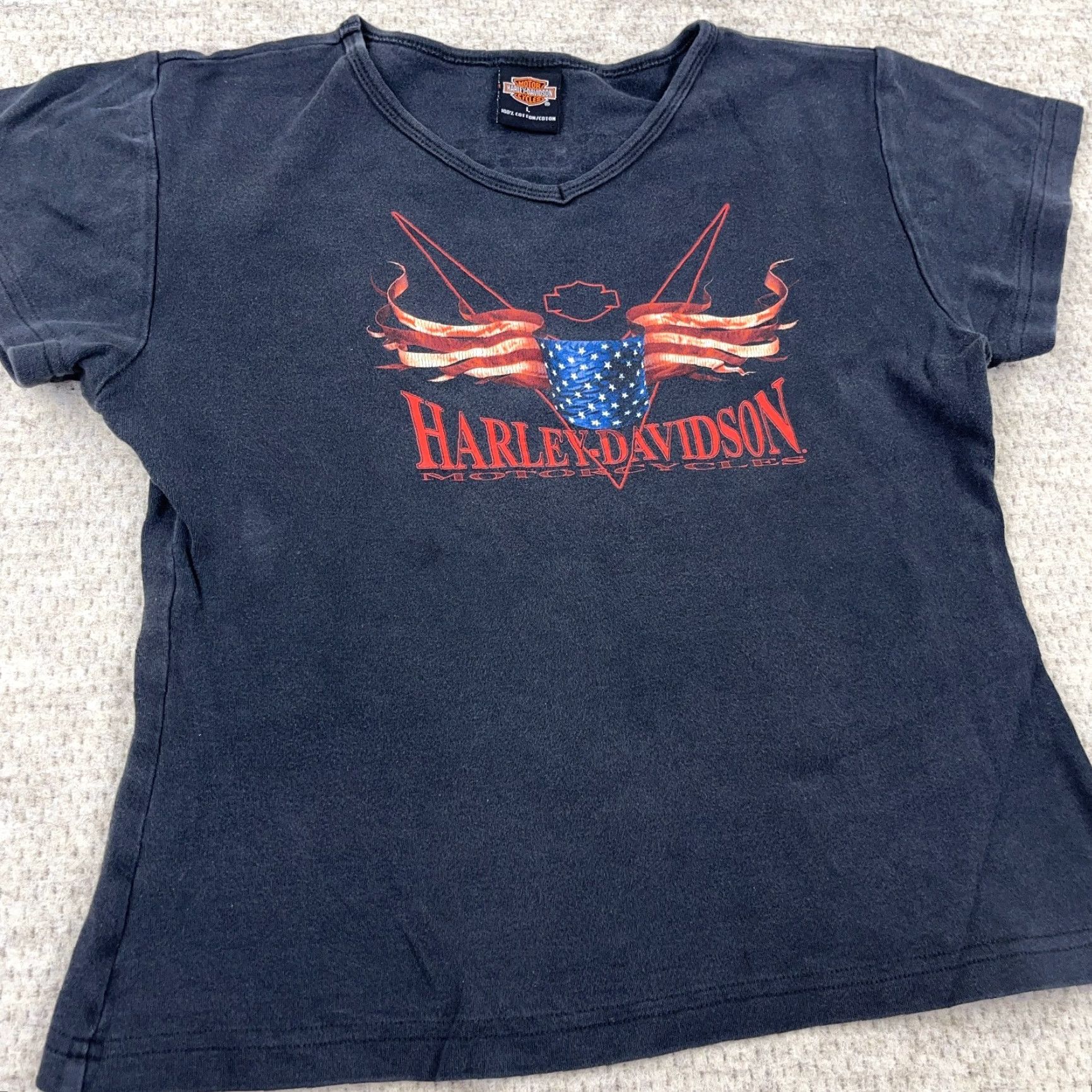 Harley Davidson VINTAGE Harley-Davidson Tank Shirt Women L Black V-Neck Tattoo Faded Graphic Print All Seasons Size L / US 10 / IT 46 - 4 Thumbnail