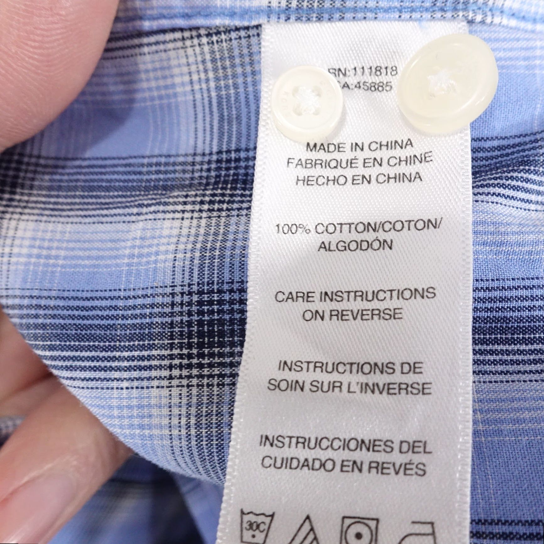 Michael Kors MICHAEL KORS Plaid Button-Up Shirt Long Sleeve Blue Adult Large Mens Size US L / EU 52-54 / 3 - 7 Thumbnail