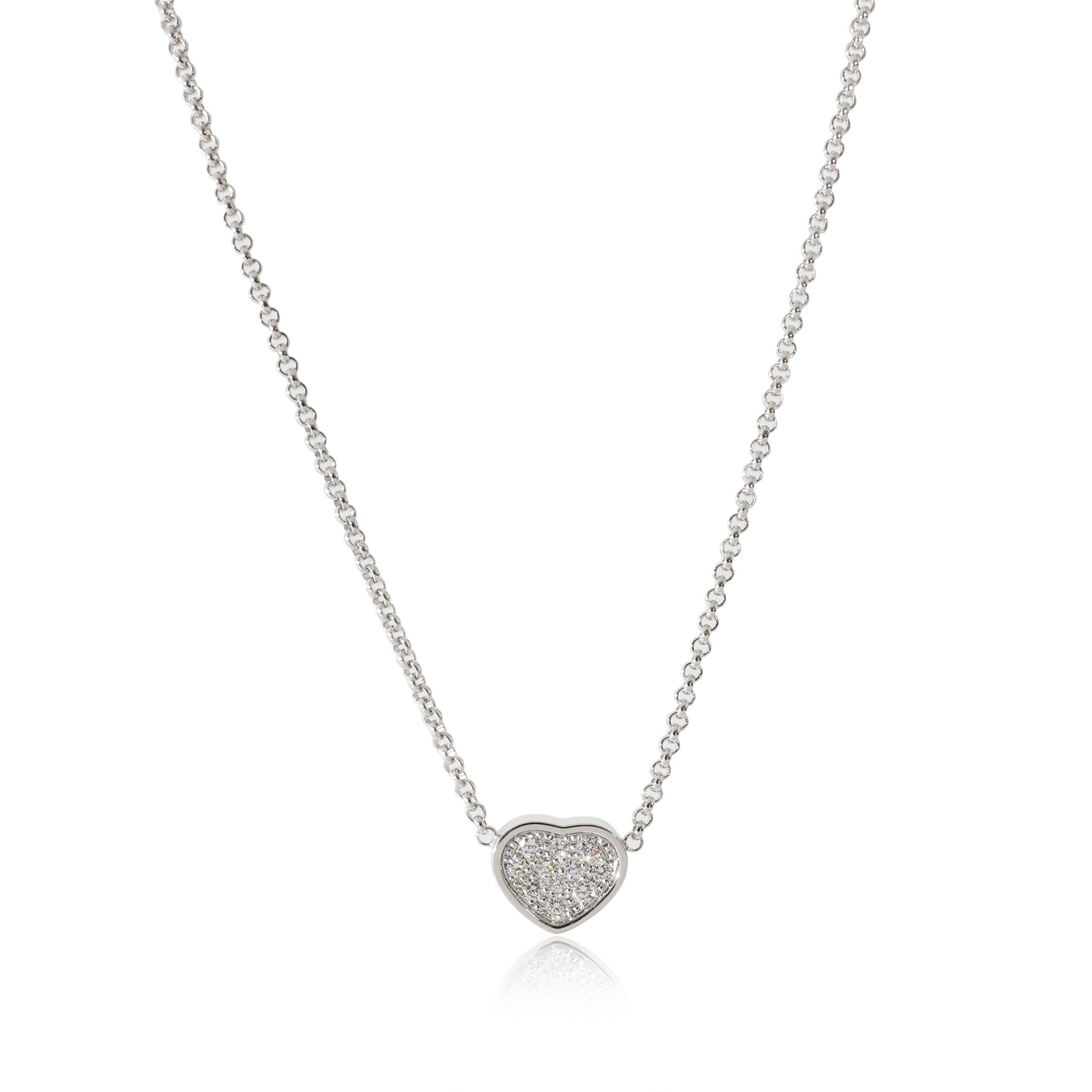image of Chopard Happy Heart Diamond Pendant In 18K White Gold, .12 Ctw, Women's