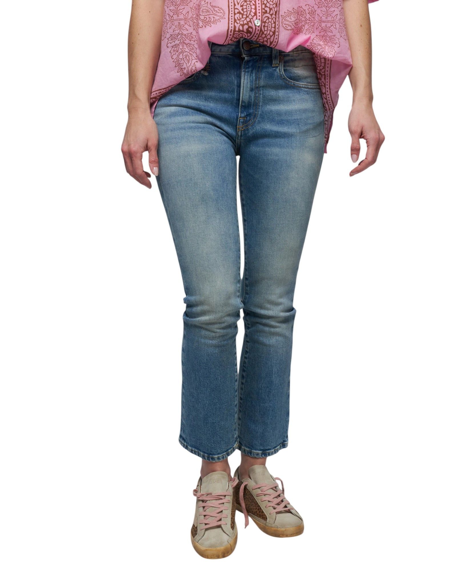 R13 KICK FIT 28 Jasper Stretch Washed Faded Ankle Cropped 86332 Size 28" / US 6 / IT 42 - 1 Thumbnail