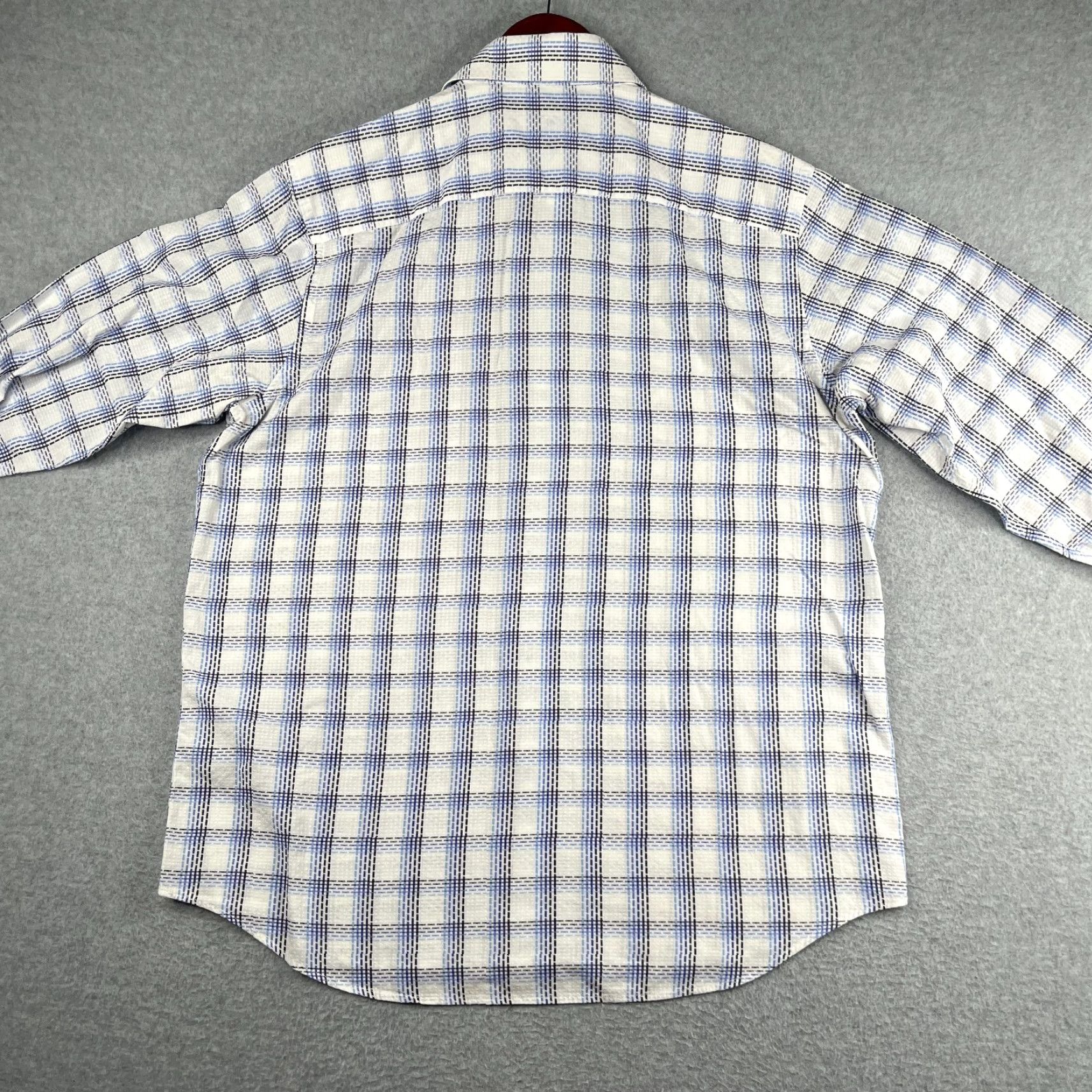 BUGATCHI BUGATCHI UOMO Classic Fit Shirt Large Blue White Check Button Up Long Sleeve Men Size US L / EU 52-54 / 3 - 7 Thumbnail