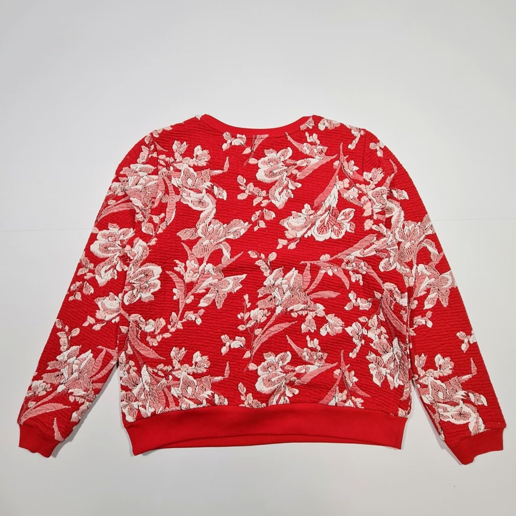 CO Betty & Co Womens Jumper Red 12 UK Floral Print Long Sleeves Stretch Top Size XL / US 12-14 / IT 48-50 - 6 Thumbnail