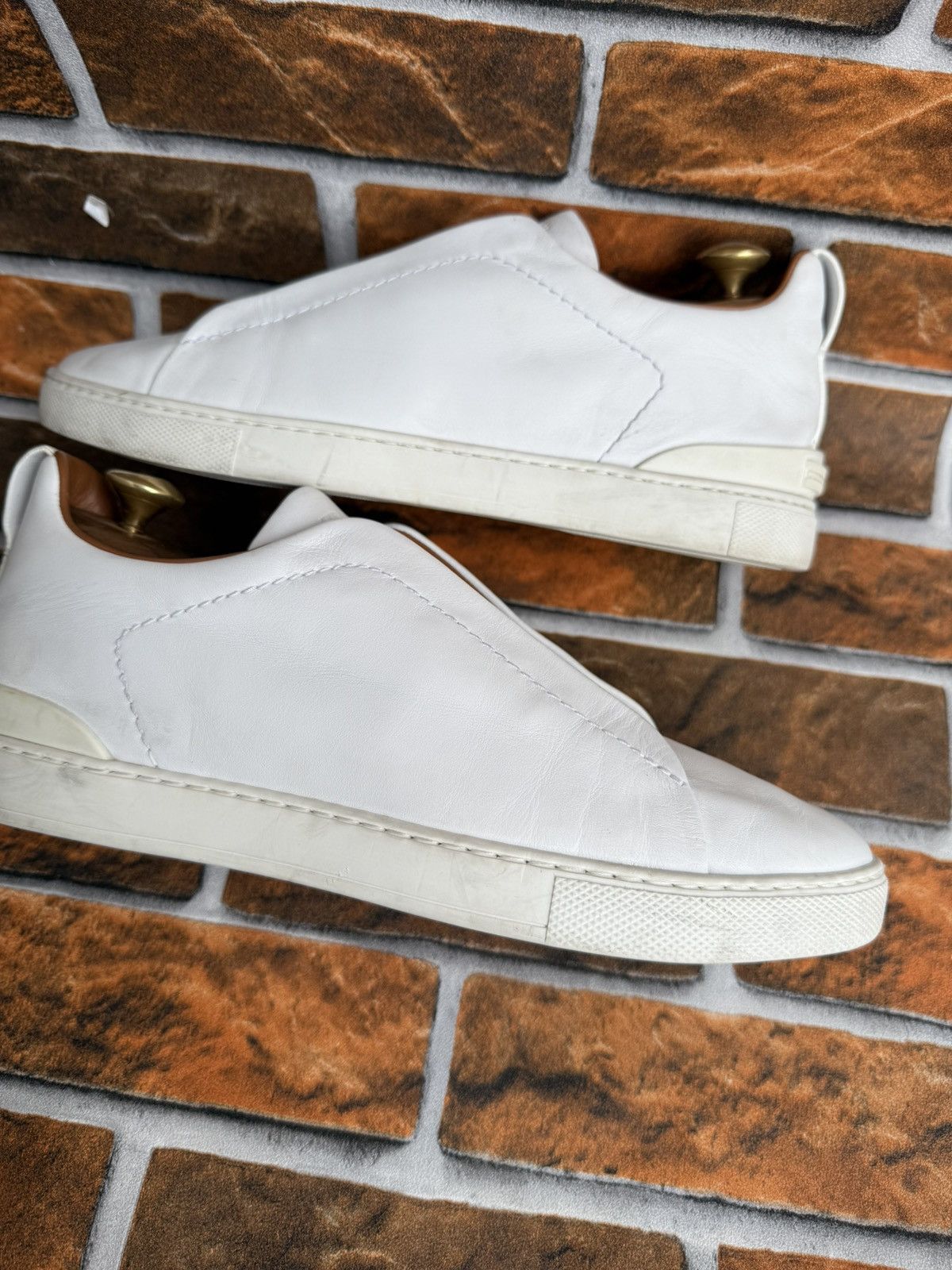 Ermenegildo Zegna Triple stitch leather trainers Size US 8 / EU 41 - 12 Thumbnail