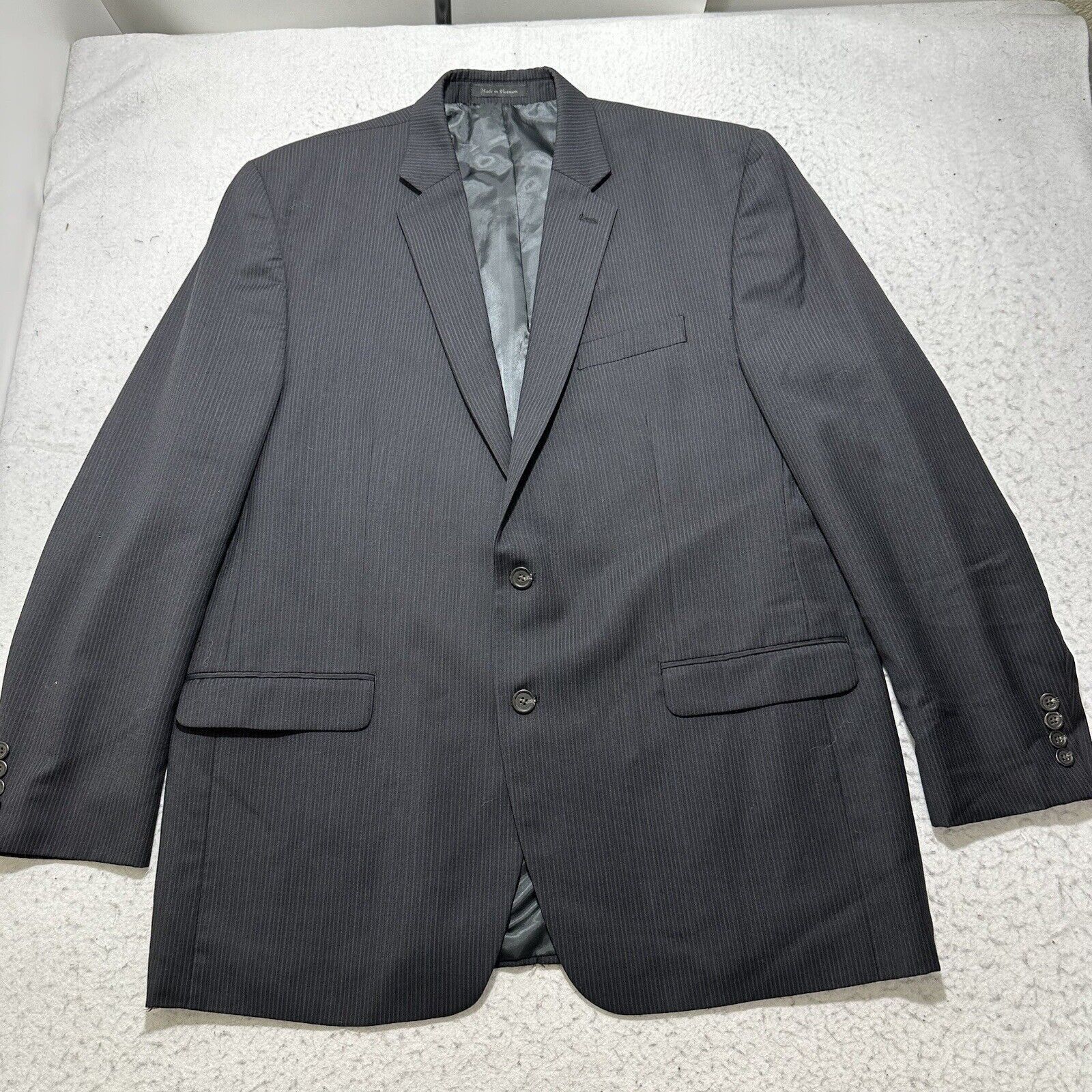 Chaps Chaps Wool Blend Suit Jacket Dark Gray Striped Coat 48L Size 48L - 1 Thumbnail