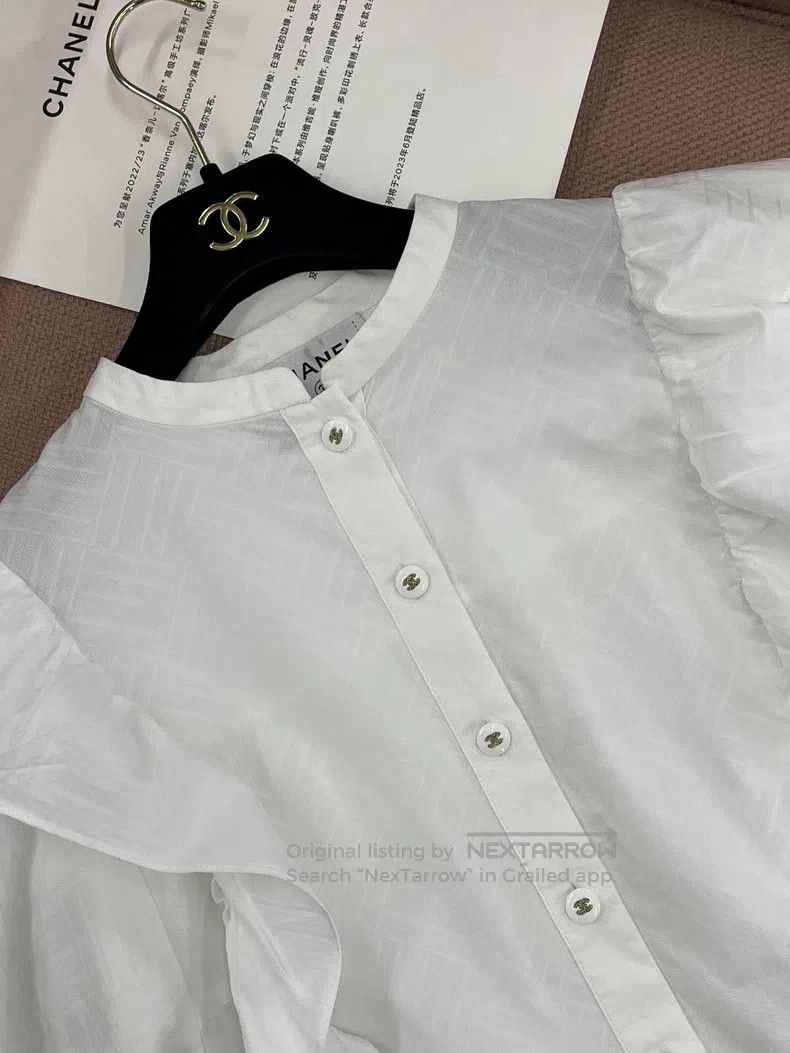 Chanel Chanel White wooden ear shirt with long sleeves Size XS / US 0-2 / IT 36-38 - 3 Thumbnail