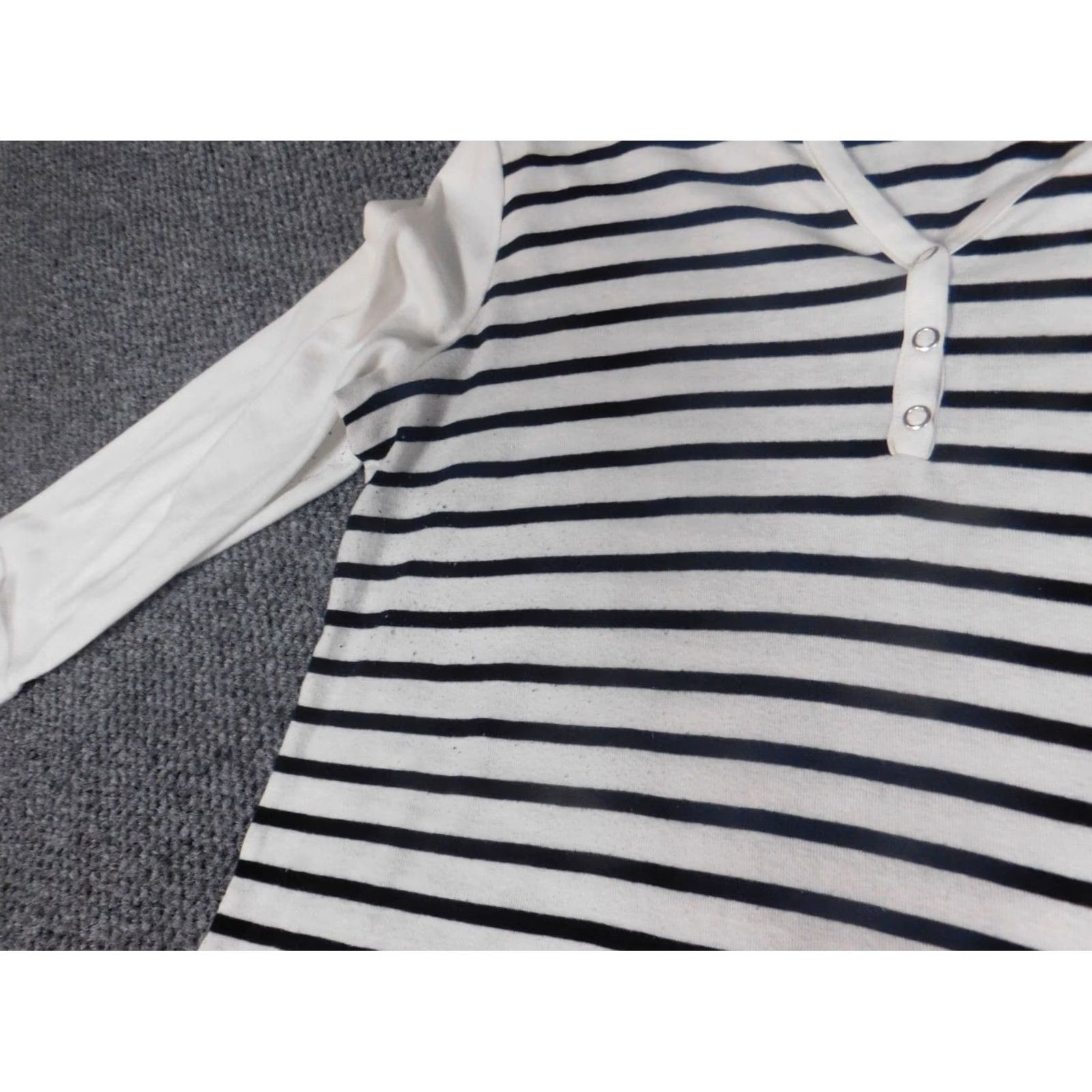 Croft & Barrow Croft & Barrow Womens Shirt XL White Crew Neck Pullover Cotton Polyester Rayon Striped Casual Size XL / US 12-14 / IT 48-50 - 6 Thumbnail