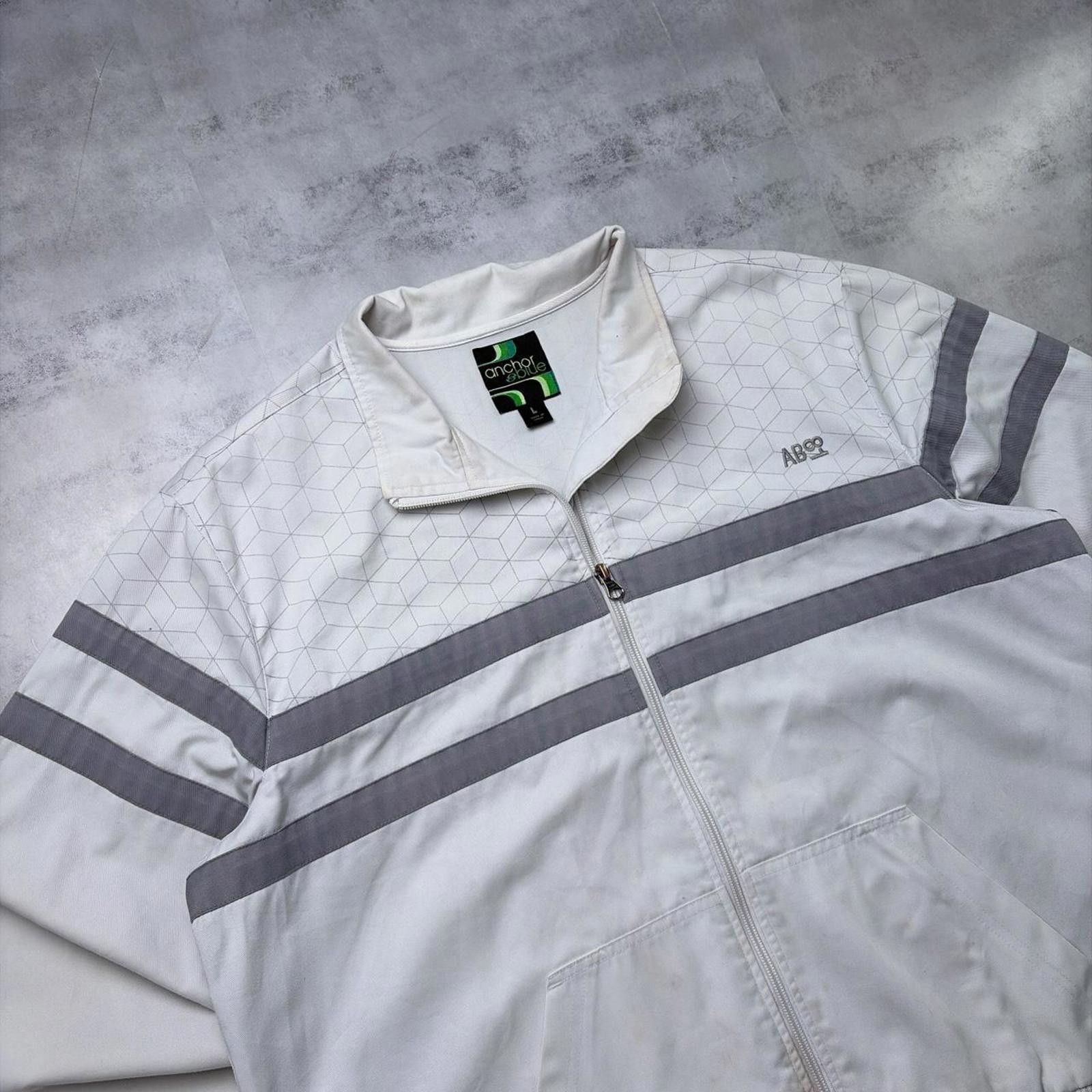 Anchor Blue Y2K Anchor Blue Grunge Surf Distressed Striped Bomber Jacket Size US L / EU 52-54 / 3 - 5 Thumbnail