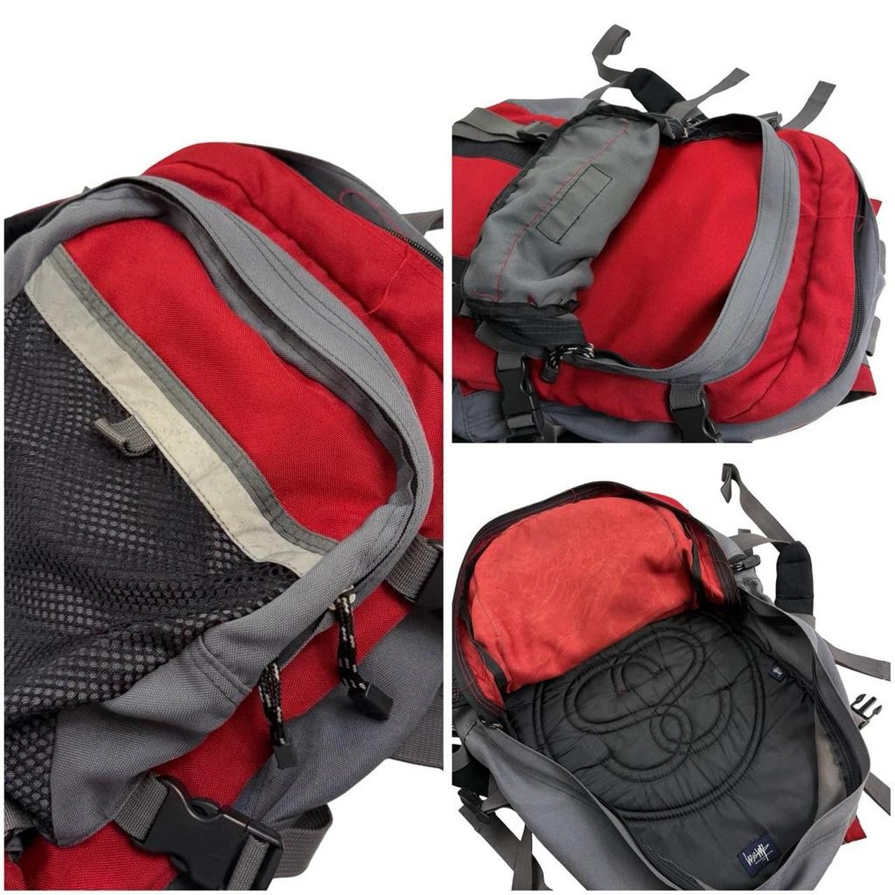 Stussy Vintage 90s Stussy 2 in 1 Backpack and Side Bag Red & Grey Size ONE SIZE - 5 Thumbnail