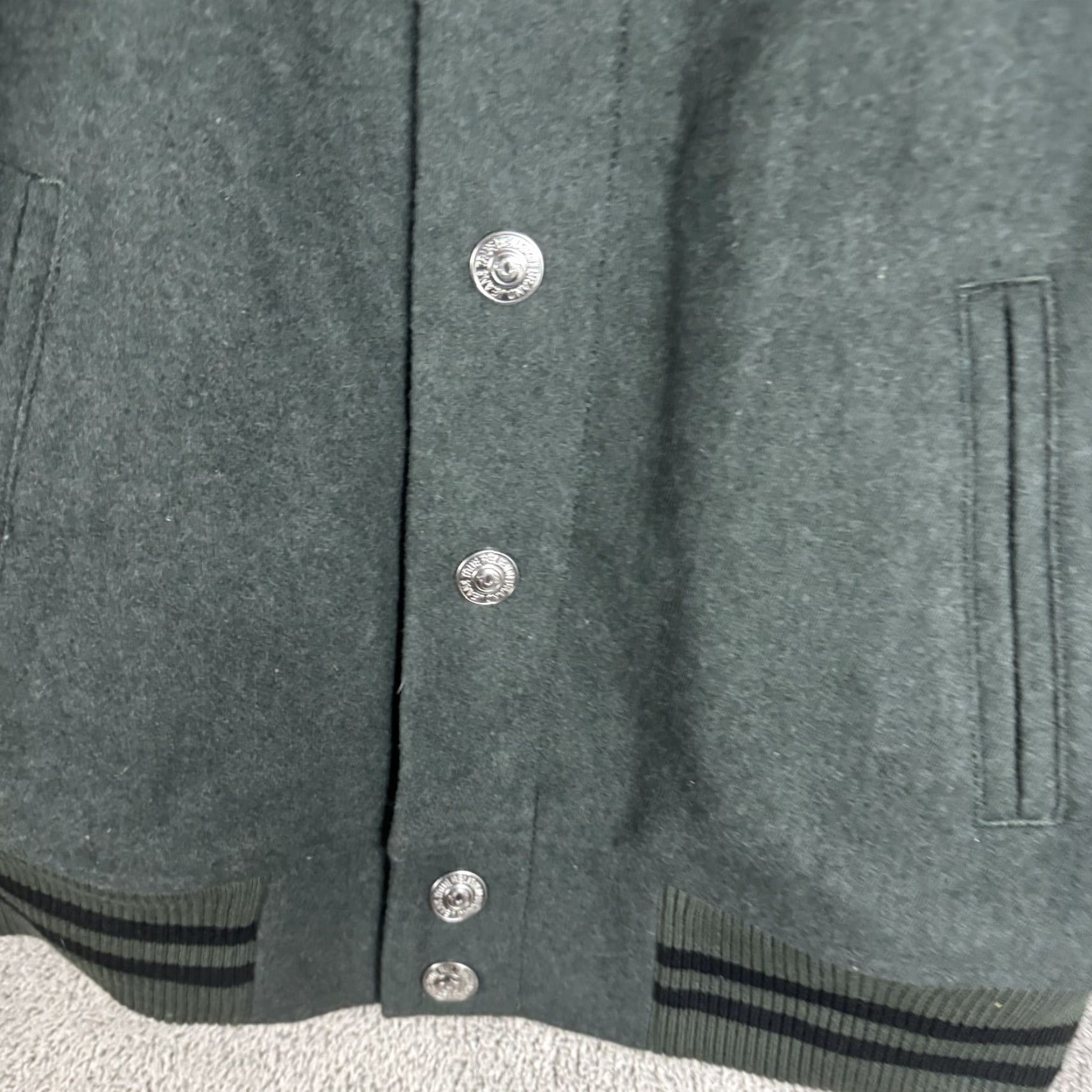 True Religion True Religion Jacket Mens S Green Wool Varsity Snap Front Back Logo Graphic Size US S / EU 44-46 / 1 - 4 Thumbnail