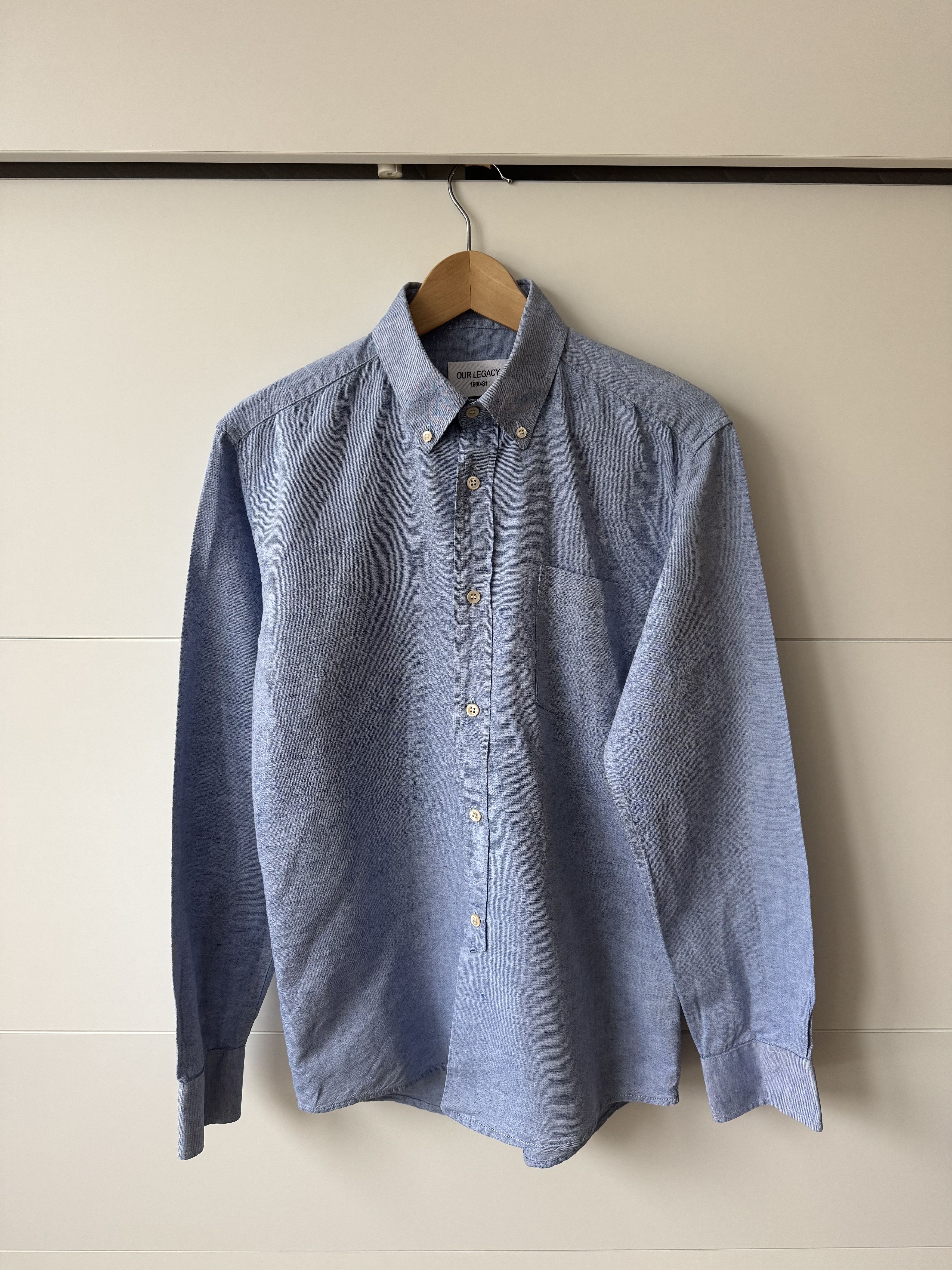 [M] Everyman 1950s Oxford Linen Shirt in Blue