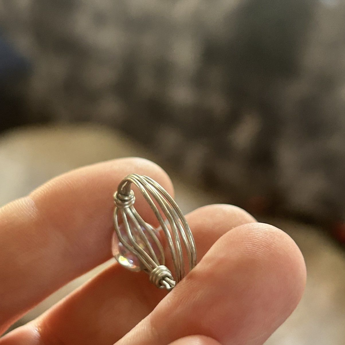 Other Hand crafted silver wire glass stone ring 8 Size ONE SIZE - 10 Thumbnail