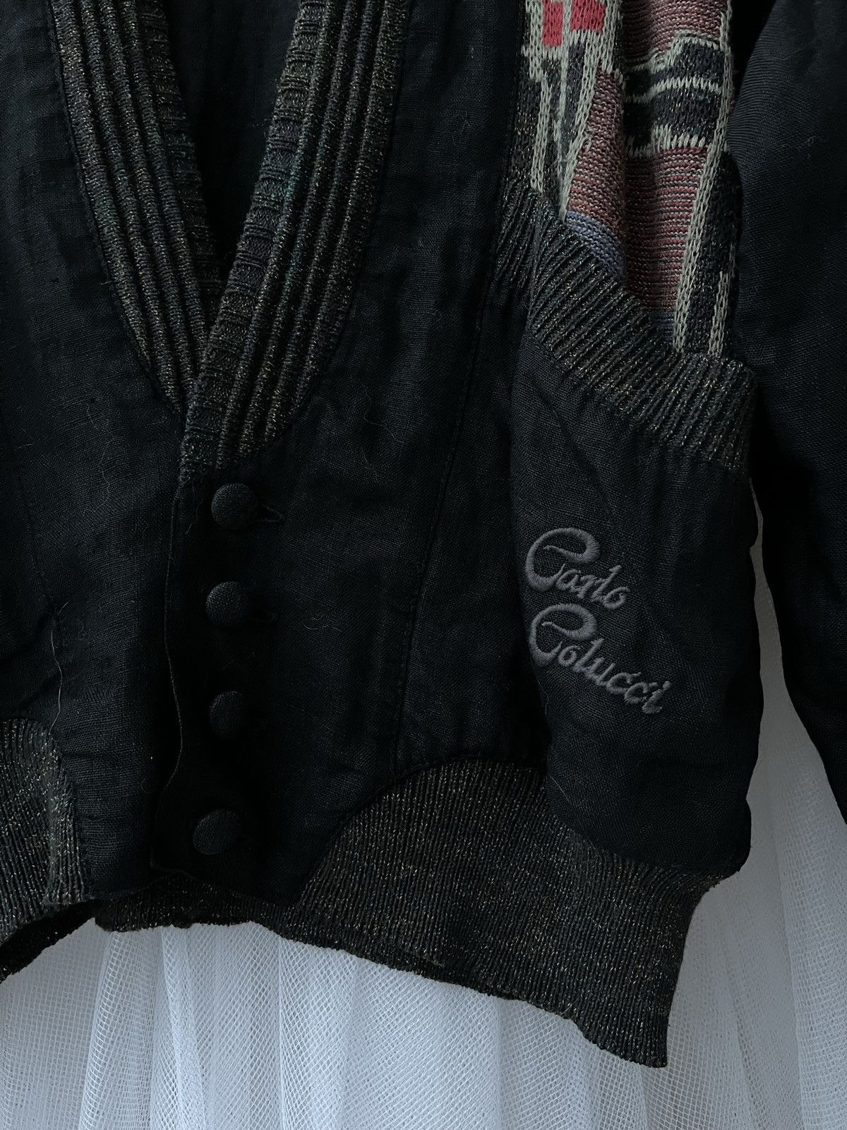 Carlo Colucci A black men's bomber jacket, vintage! Carlo Colucci Size US L / EU 52-54 / 3 - 3 Thumbnail