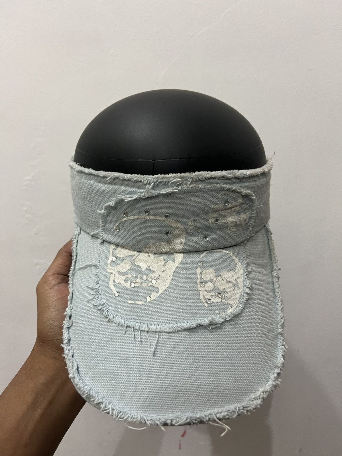 If Six Was Nine Skull Distressed Frayed Visor Hat Size ONE SIZE - 6 Thumbnail