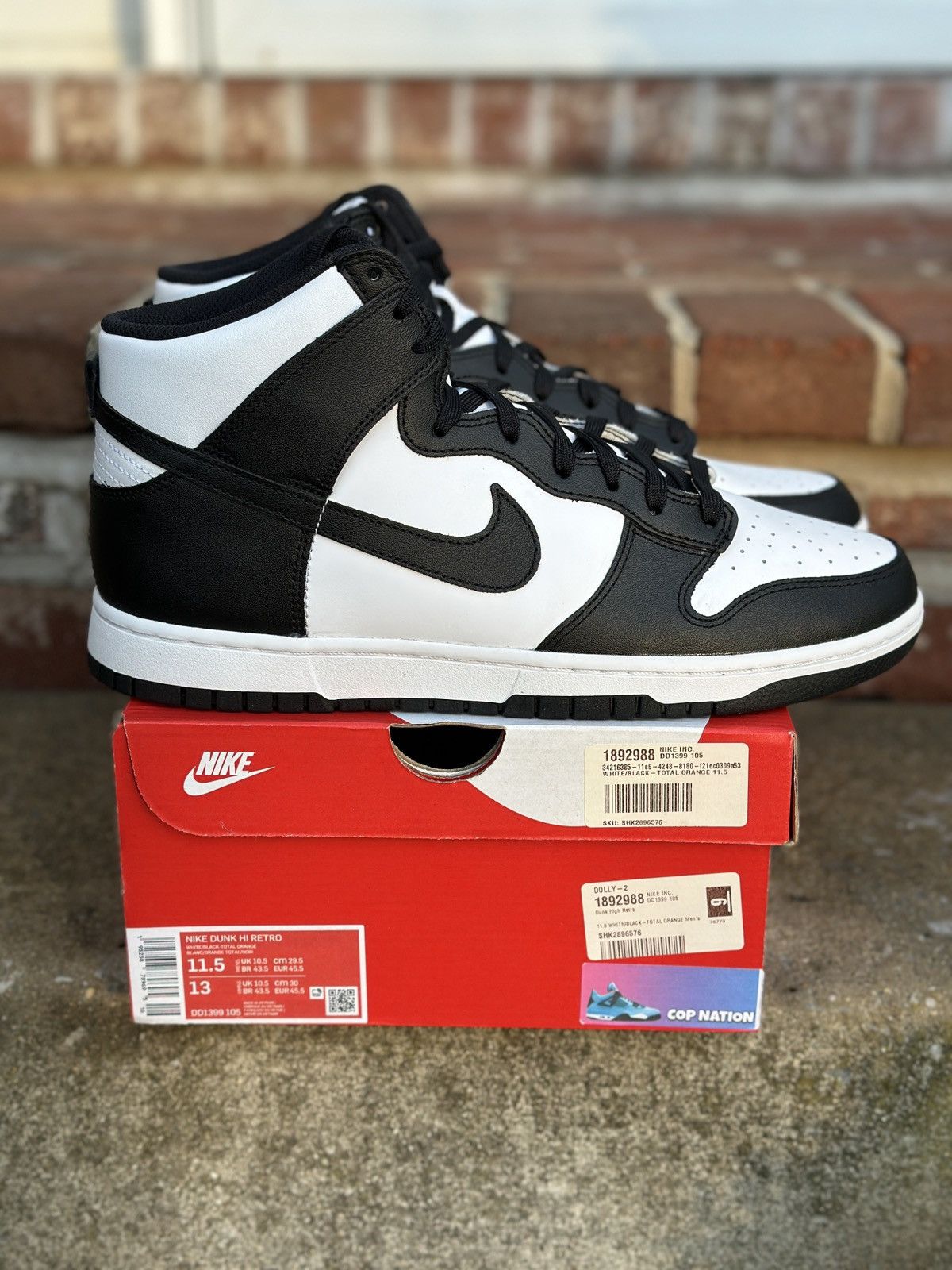 Nike Nike Dunk High Panda Black White (11.5M) Size US 11.5 / EU 44-45 - 1 Thumbnail