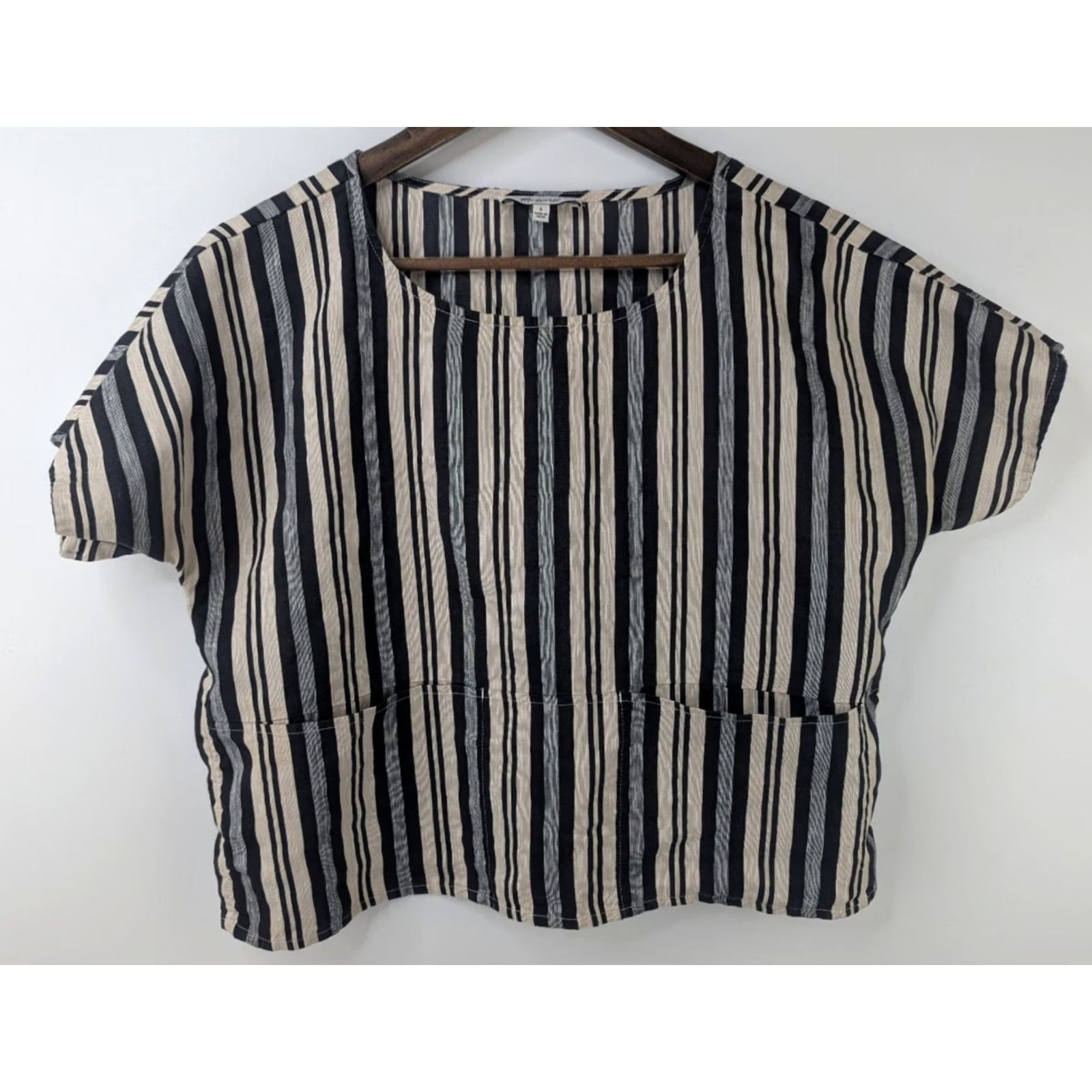 Madewell Madewell Blouse Cropped Boxy Linen Blend Pockets Striped Short Sleeve Size S Multicolor Size S / US 4 / IT 40 - 2 Thumbnail