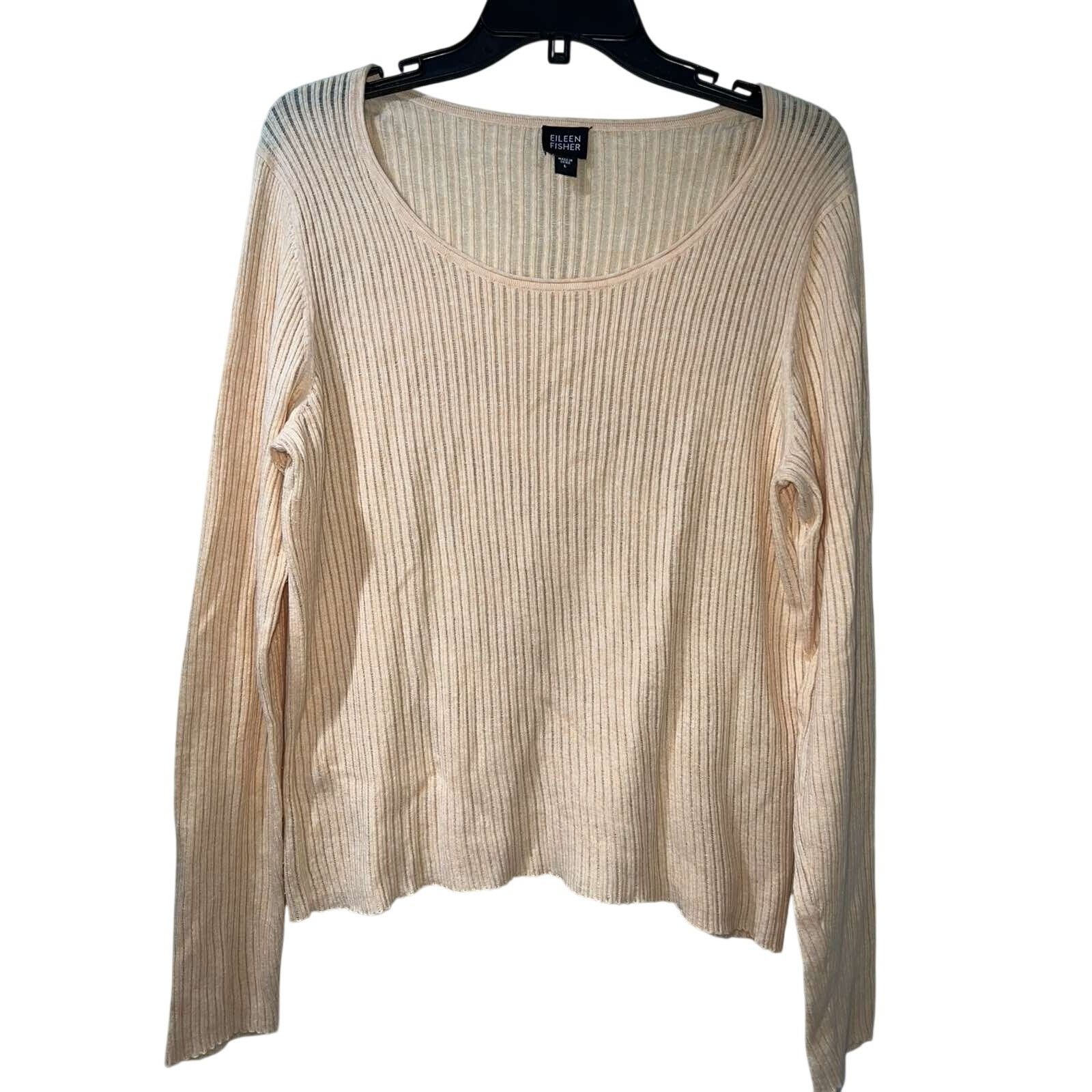 Eileen Fisher Eileen Fisher Womens Ribbed Top Peach Cotton Size L A003292 Size L / US 10 / IT 46 - 3 Thumbnail