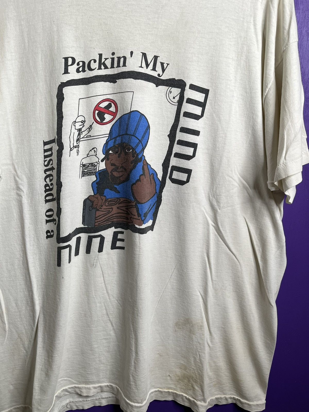 Vintage Vintage 90s Packin my mind not my nine t-shirt Size US XL / EU 56 / 4 - 3 Thumbnail