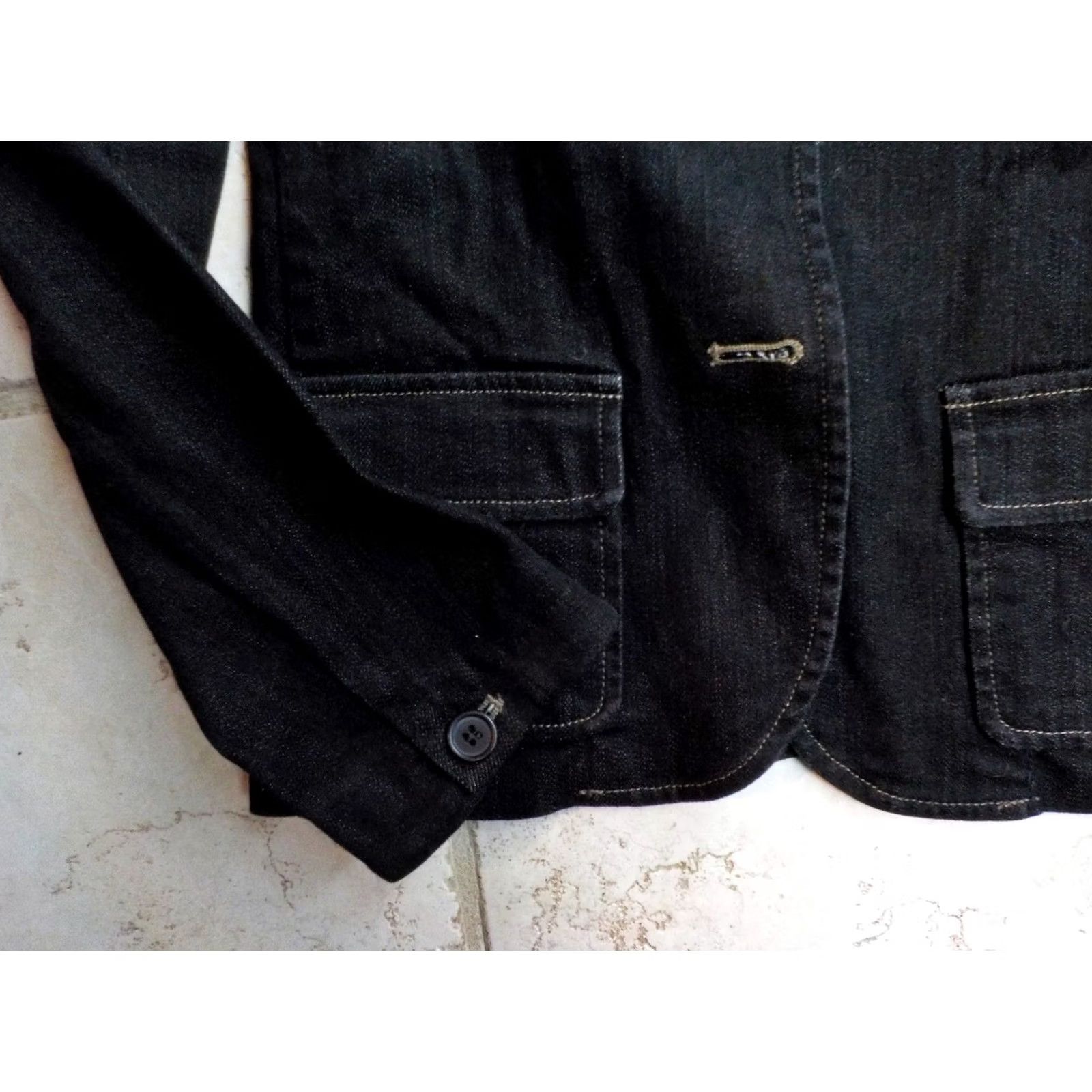 Theory THEORY Denim Blazer Black Size 4 Women Regular Hip Length 3 Button Front Pockets Back Vent XS? Size S / US 4 / IT 40 - 4 Thumbnail