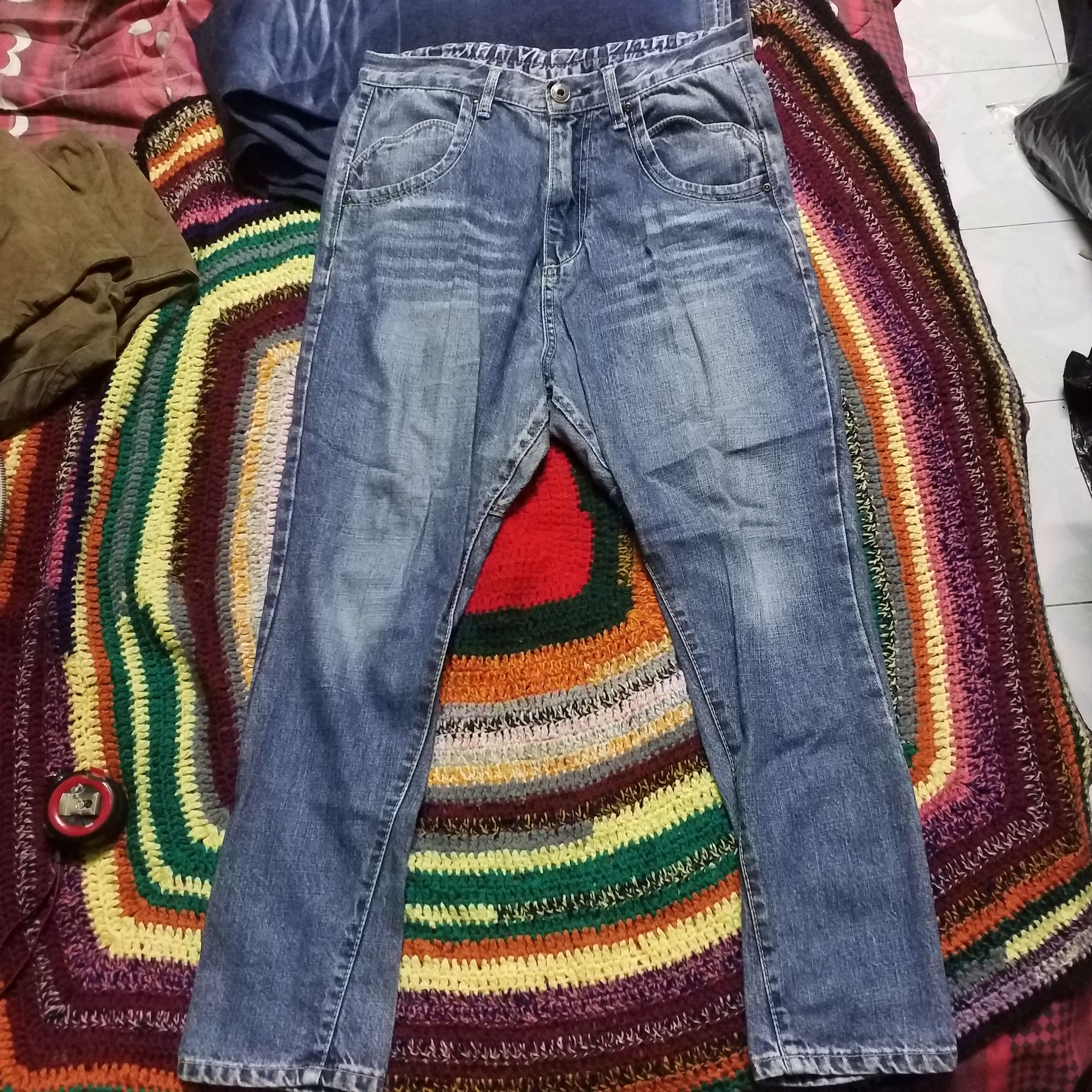 Japanese Brand DENIM LOVE BUTT DESIGN BIG BACK POCKET Size 32" / US 10 / IT 46 - 4 Thumbnail