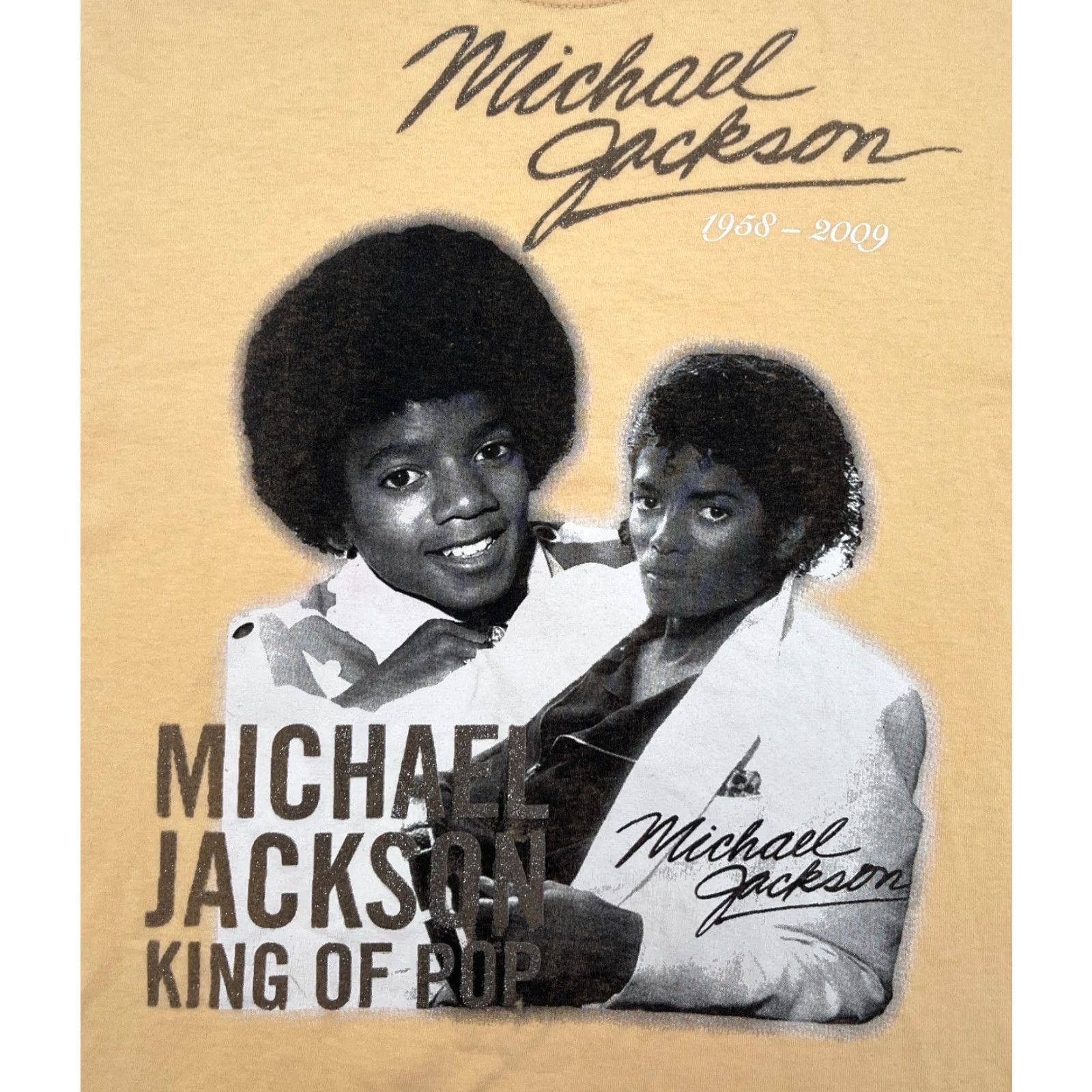 Gildan VINTAGE Michael Jackson Memorial 1958-2009 T-Shirt Sz L Mens Shirt Cotton Peach 2000s Music Gildan Ultra Cotton T-Shirt Size US L / EU 52-54 / 3 - 3 Thumbnail