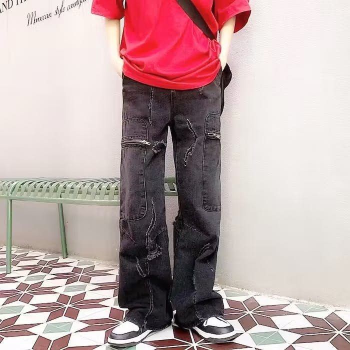 Japanese Brand Washed Black Baggy Ripped Jeans PantsDistressed Denim Size US 32 / EU 48 - 3 Thumbnail