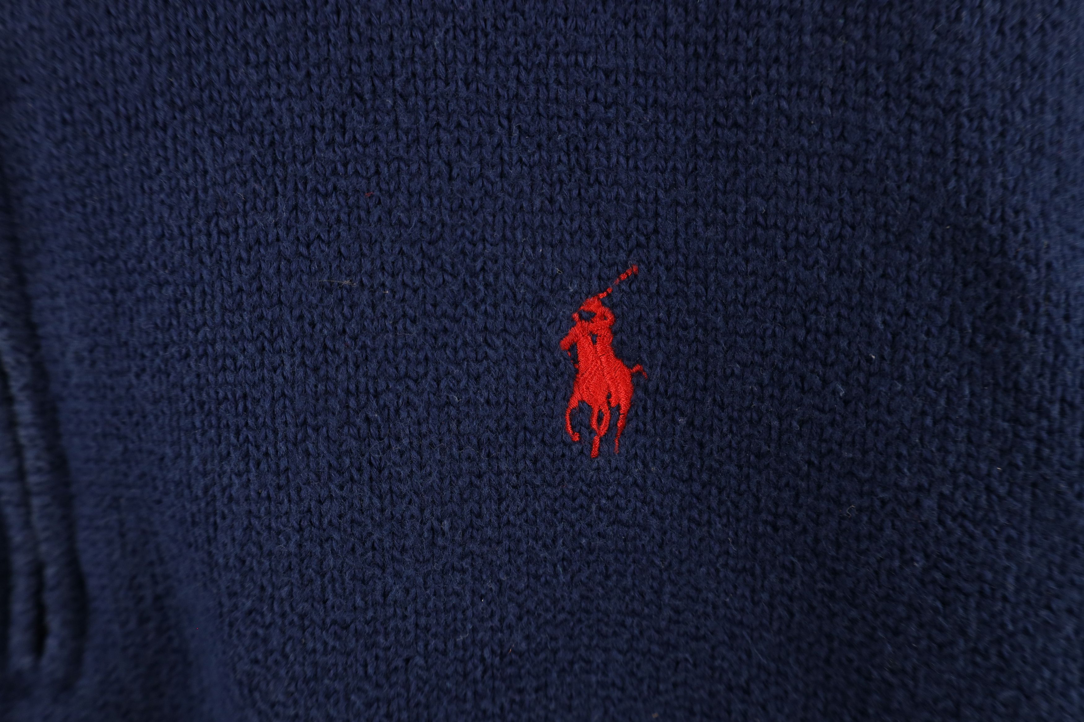 Ralph Lauren × Vintage Vintage 90s Ralph Lauren Knit Half Zip Pullover Sweater Size US L / EU 52-54 / 3 - 4 Thumbnail