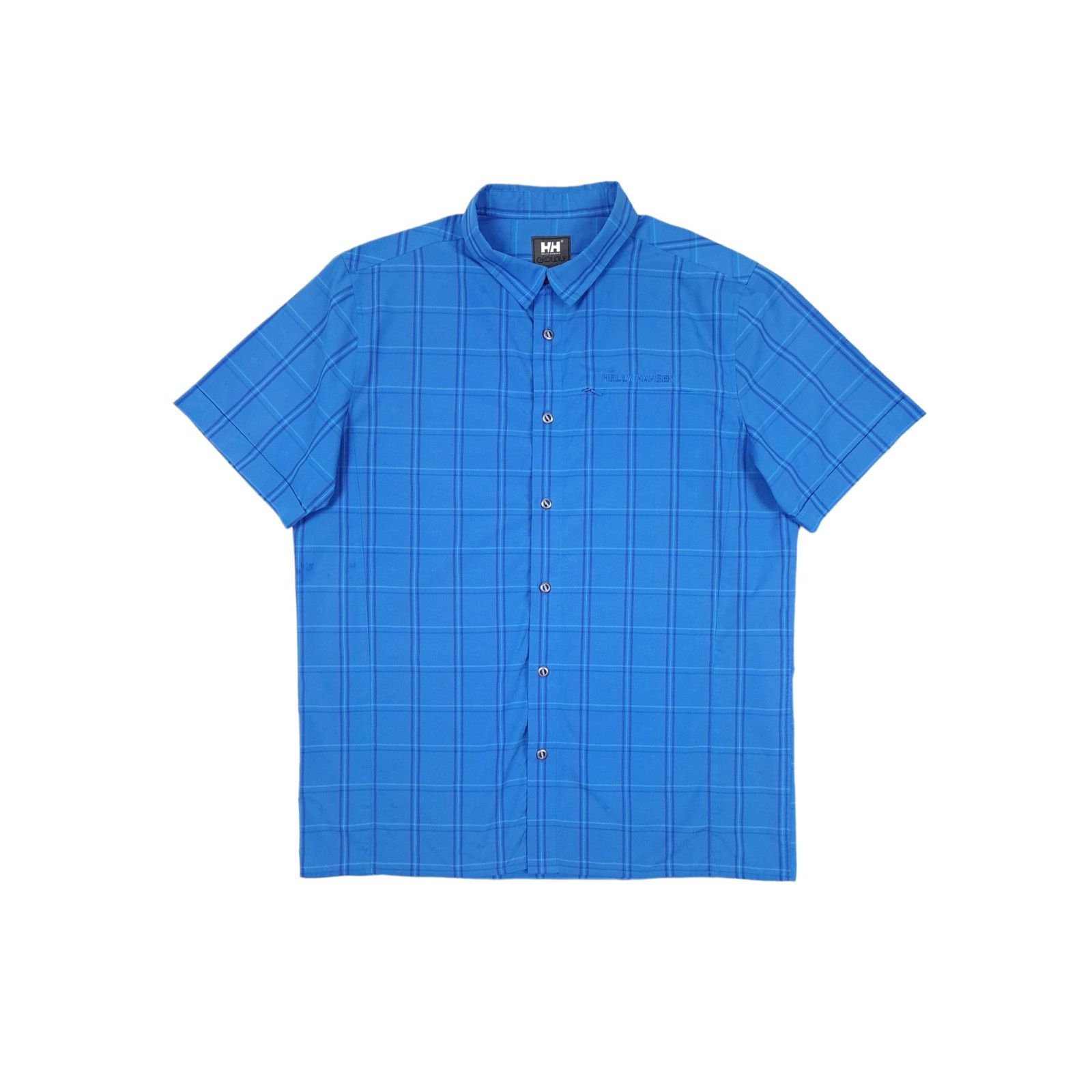 Helly Hansen × Vintage 90's Vintage Helly Hansen Checked Short Sleeve Blue T-shirt Size US XL / EU 56 / 4 - 1 Thumbnail