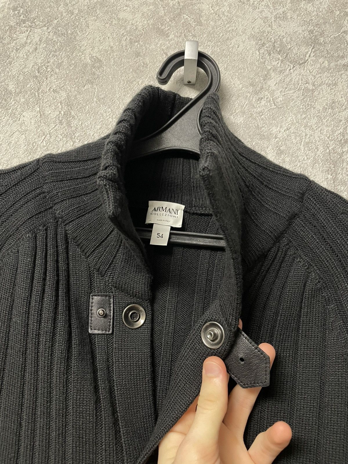 Armani Collezioni Vintage Armani Collezioni Black Wool Ribbed Sweater Luxury Size US L / EU 52-54 / 3 - 8 Thumbnail