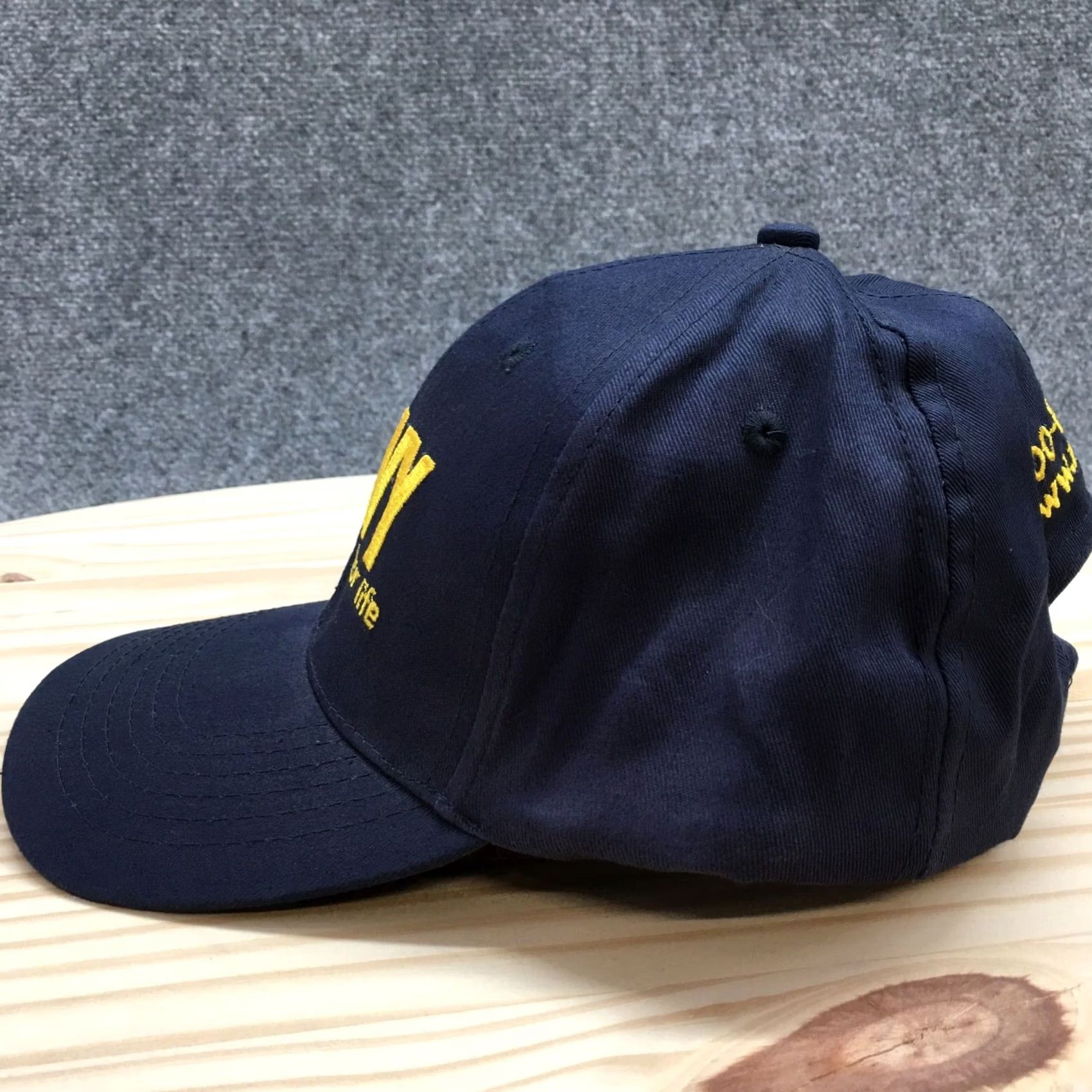 Vintage USA Navy Baseball Hat Mens Blue OS Adjustable Curved Brim Embroidered Logo Size ONE SIZE - 4 Thumbnail